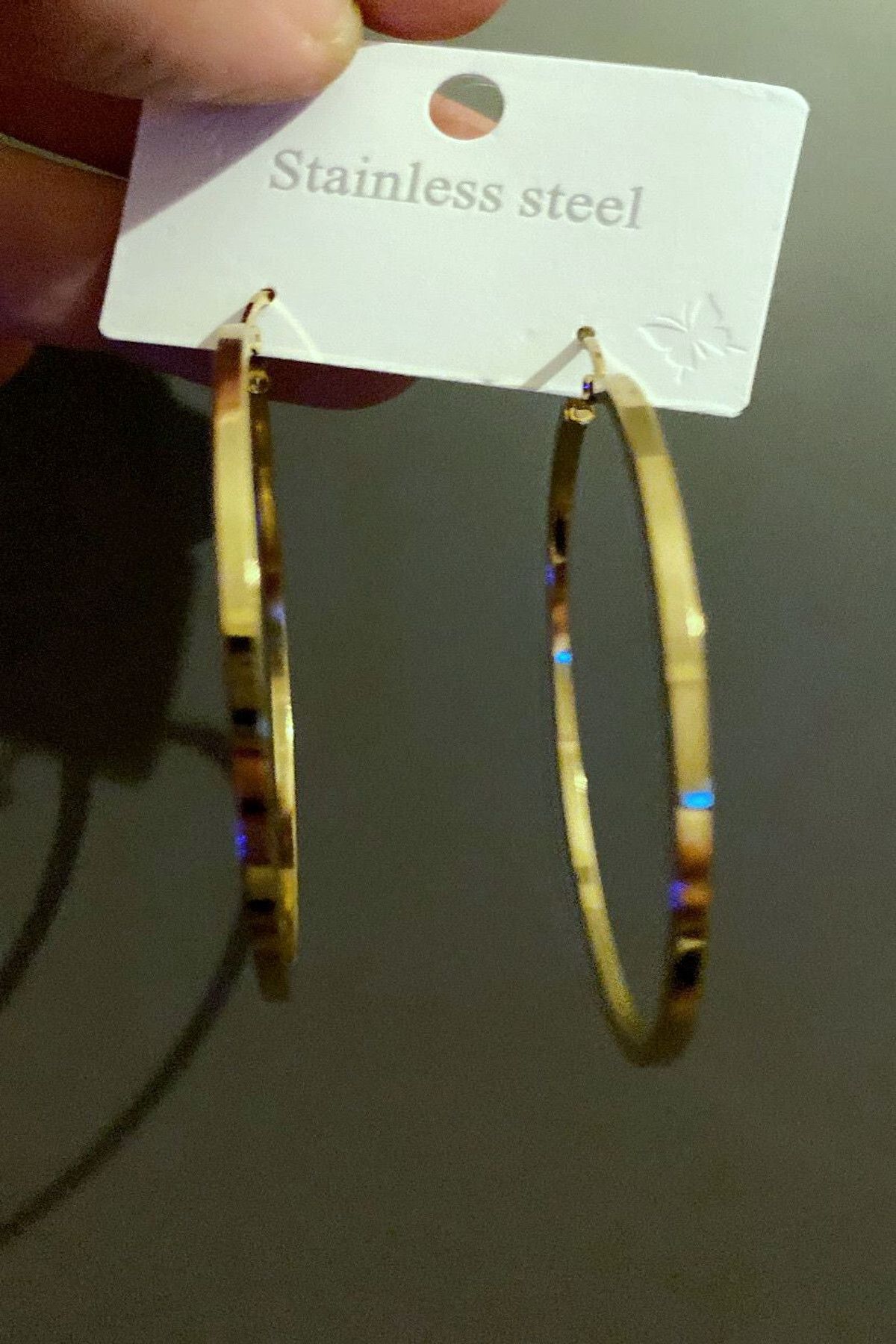 DLK TAKI Çelik Altın Kaplama Kibrit Model Büyük Boy Halka Küpe - (6 cm)