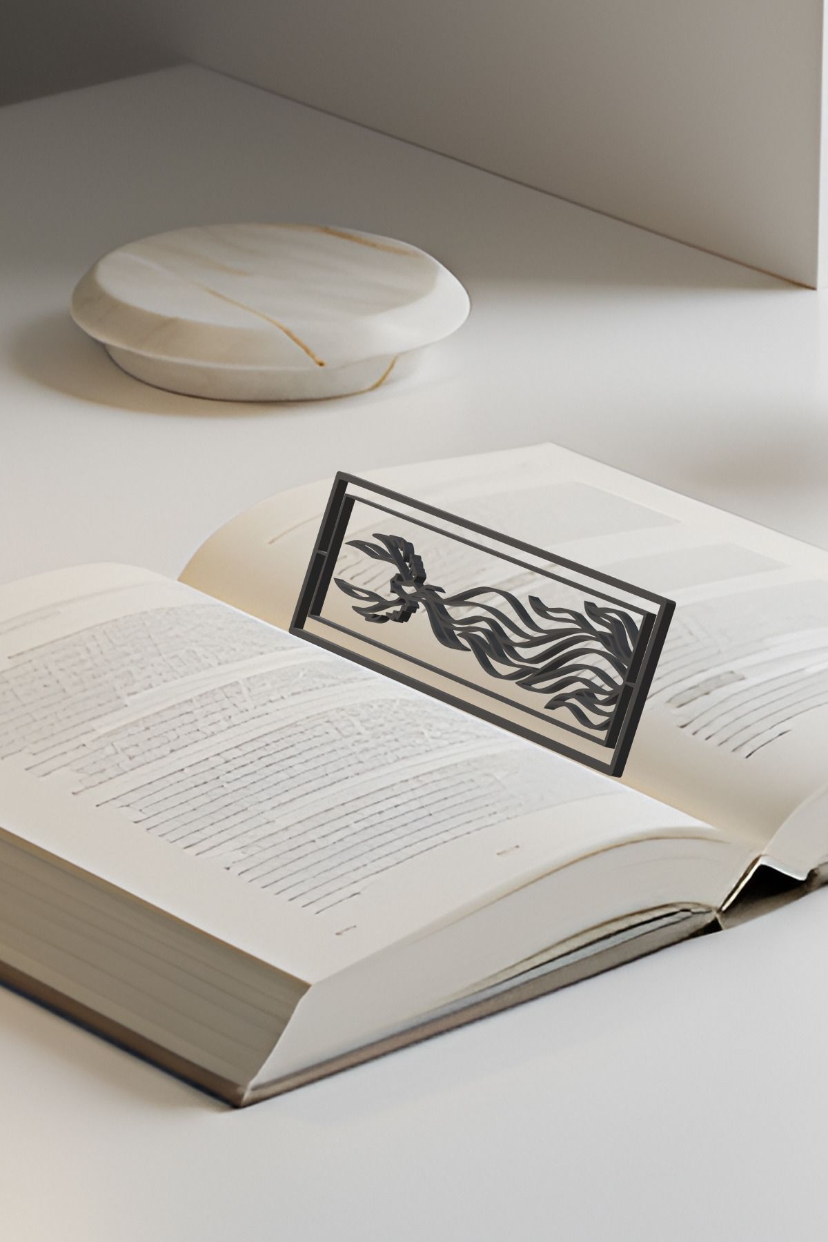 oalpo-Phoenix Bookends, Modern Design, Lightweight and Stylish Set of 2, Modern Harmony of Black and White 2