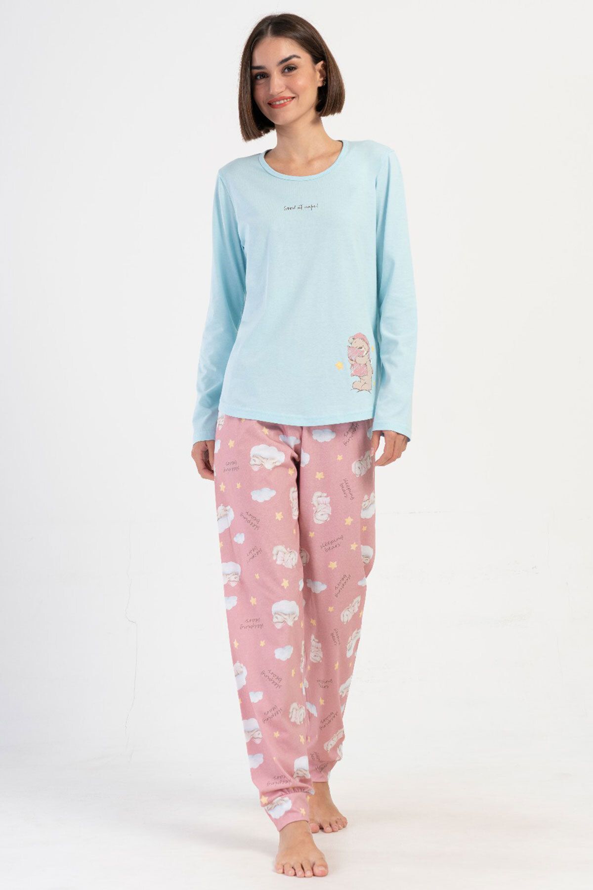 VİENETTA Pamuklu Kadın Uzun Kol Pijama Takım , 405287
