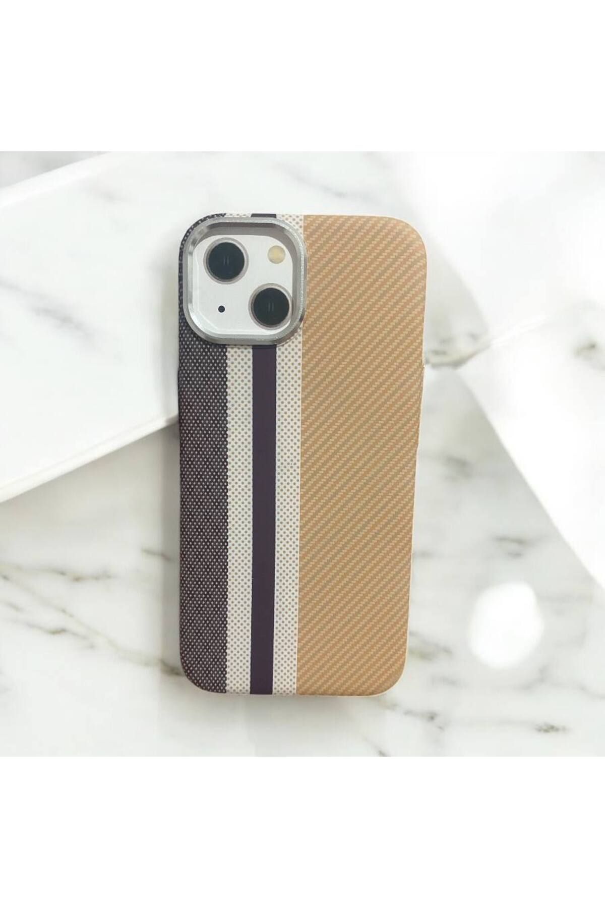 Bruntoo BR Apple İphone 13/14 Uyumlu Lux Carbon Fiber Magsafe Metal Kılıf Ultra Hafif İnce Manyetik Kapak.