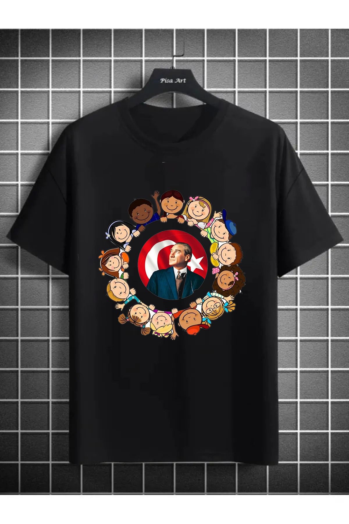 Pisa Art 23 Nisan Ulusal Egemenlik ve Çocuk Bayramı Temalı Çocuk ve Yetişkin T-shirt
