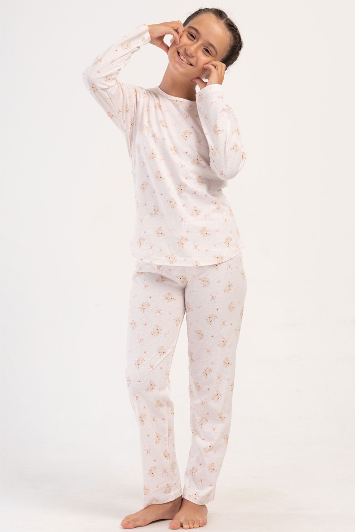 VİENETTA Pamuklu Kız Çocuk Uzun Kol Pijama Takım(7-8/13-14) , 405067