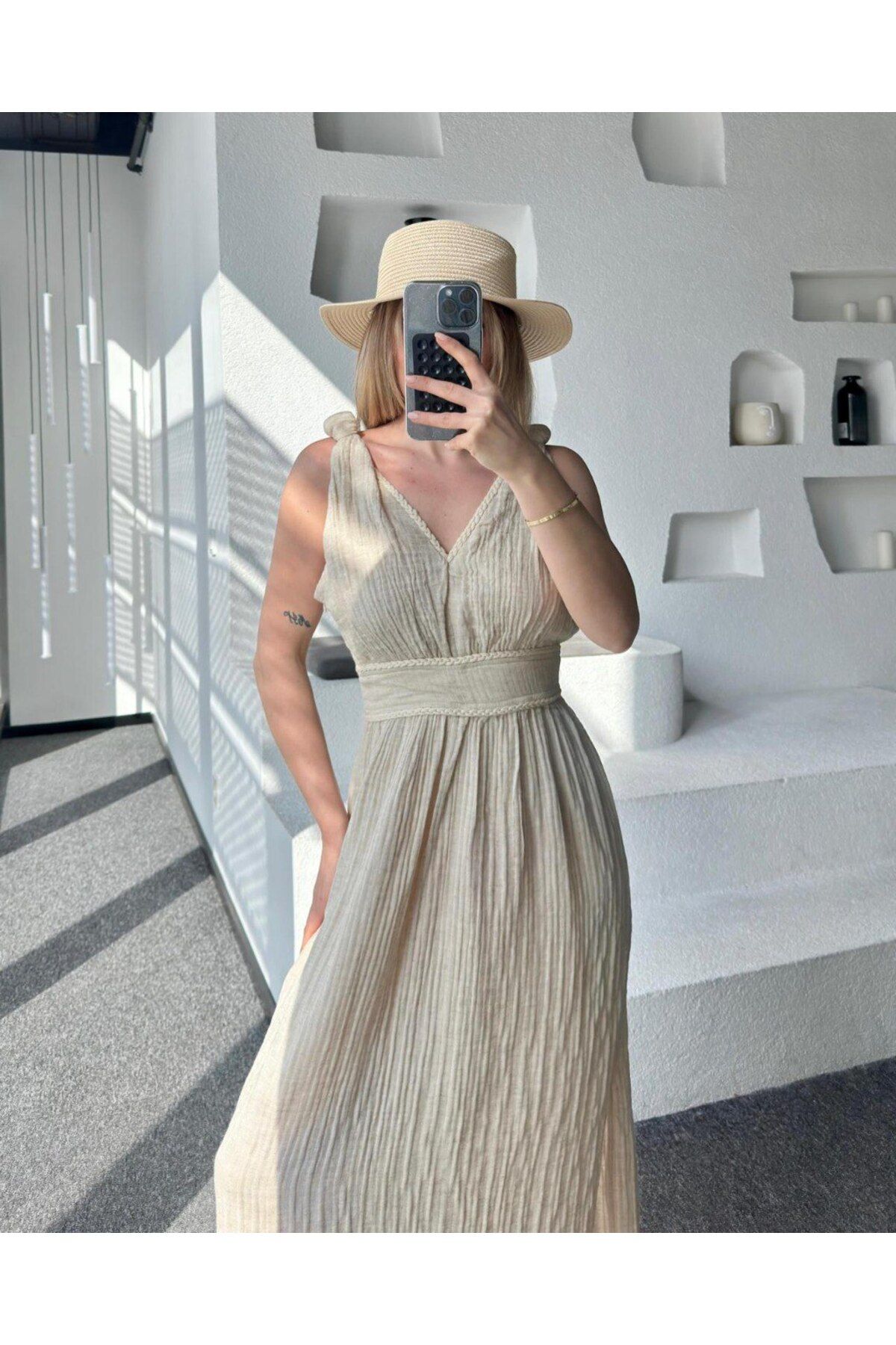 Lady Pixie Omuz Detaylı Uzun Pamuklu Elbise