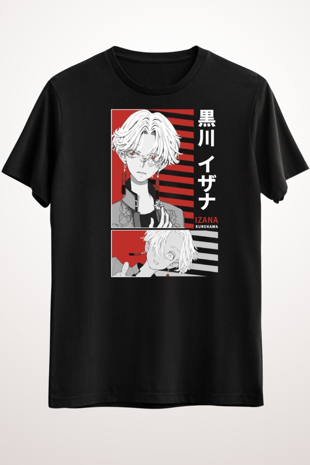 Pisa Art Unisex Siyah Tişört Tokyo Revengers Anime Shirt Izana Kurokawa Manji T-shirt