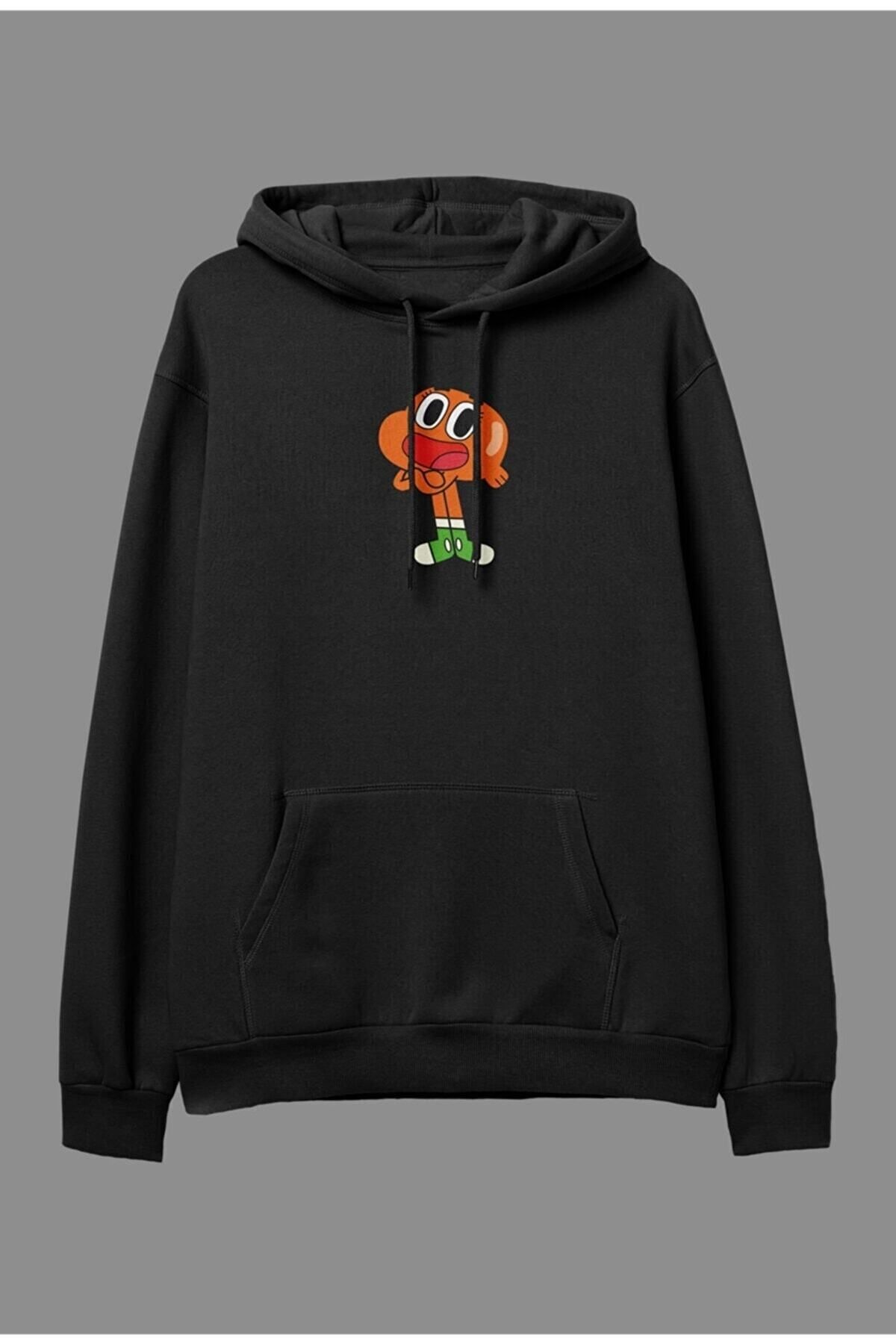 Pisa Art Unısex Oversize Darwin Tasarım Baskılı Kapüşonlu Sweatshirt