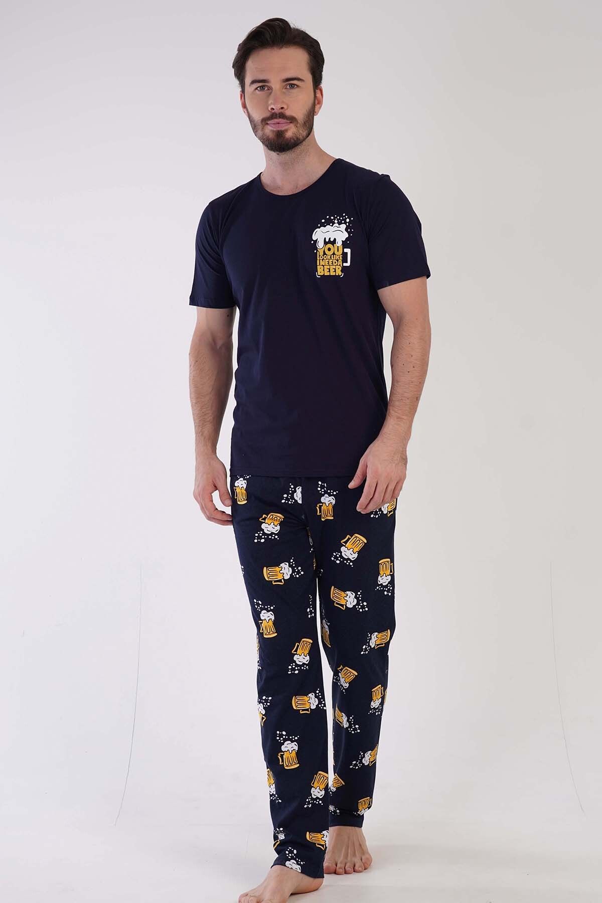 VİENETTA Pamuklu Erkek Kısa Kol Pijama Takım , 305056