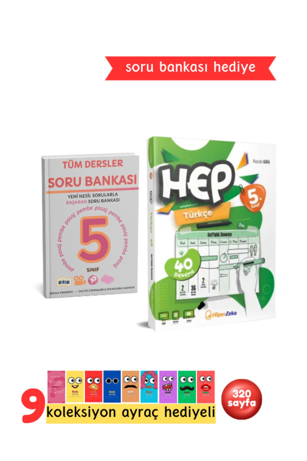 Pembe Yayınevi Hiper Zeka Yayınları 5. Sınıf Haftalık HEP Türkçe 40 Deneme