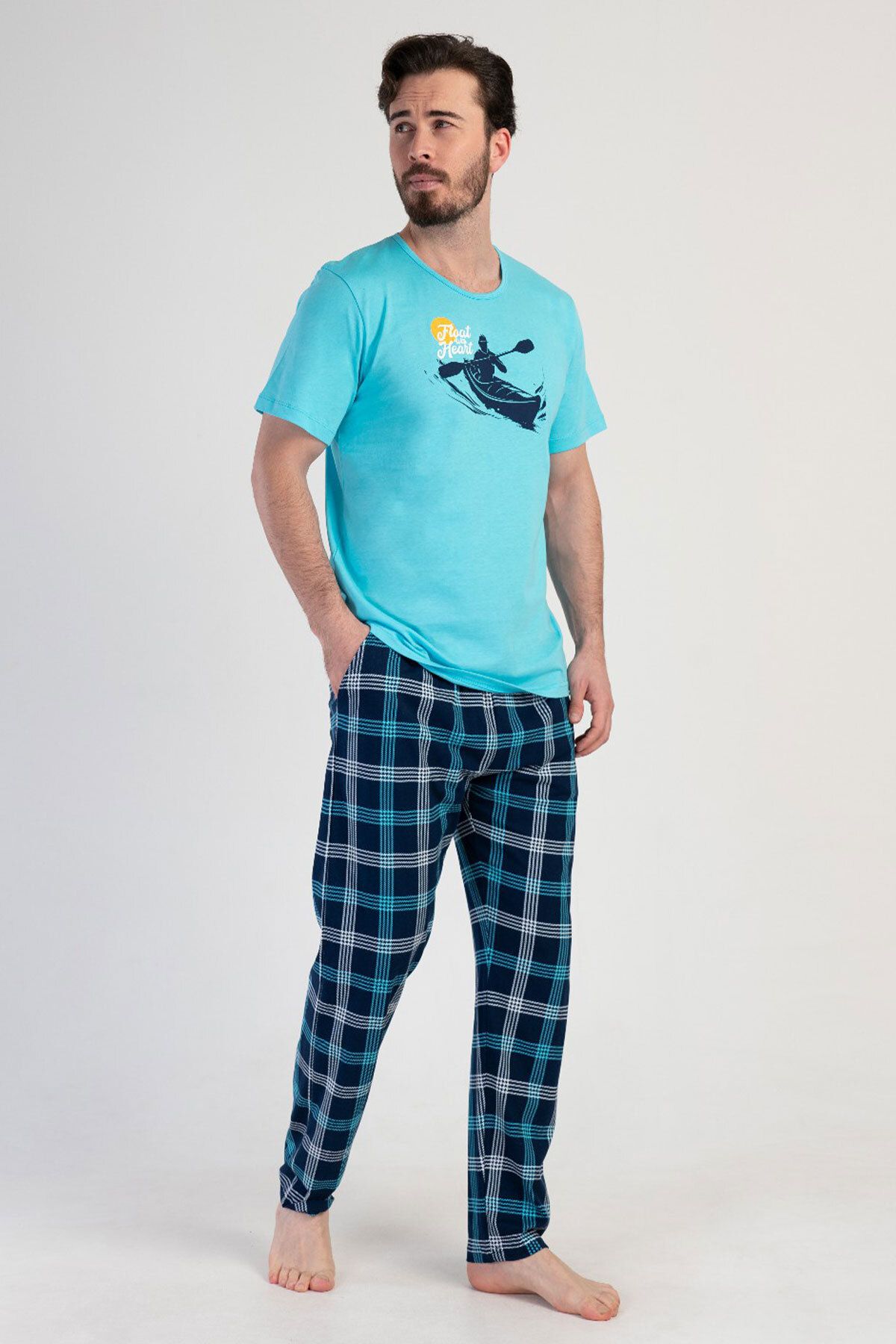 VİENETTA Pamuklu Erkek Kısa Kol Pijama Takım , 311158