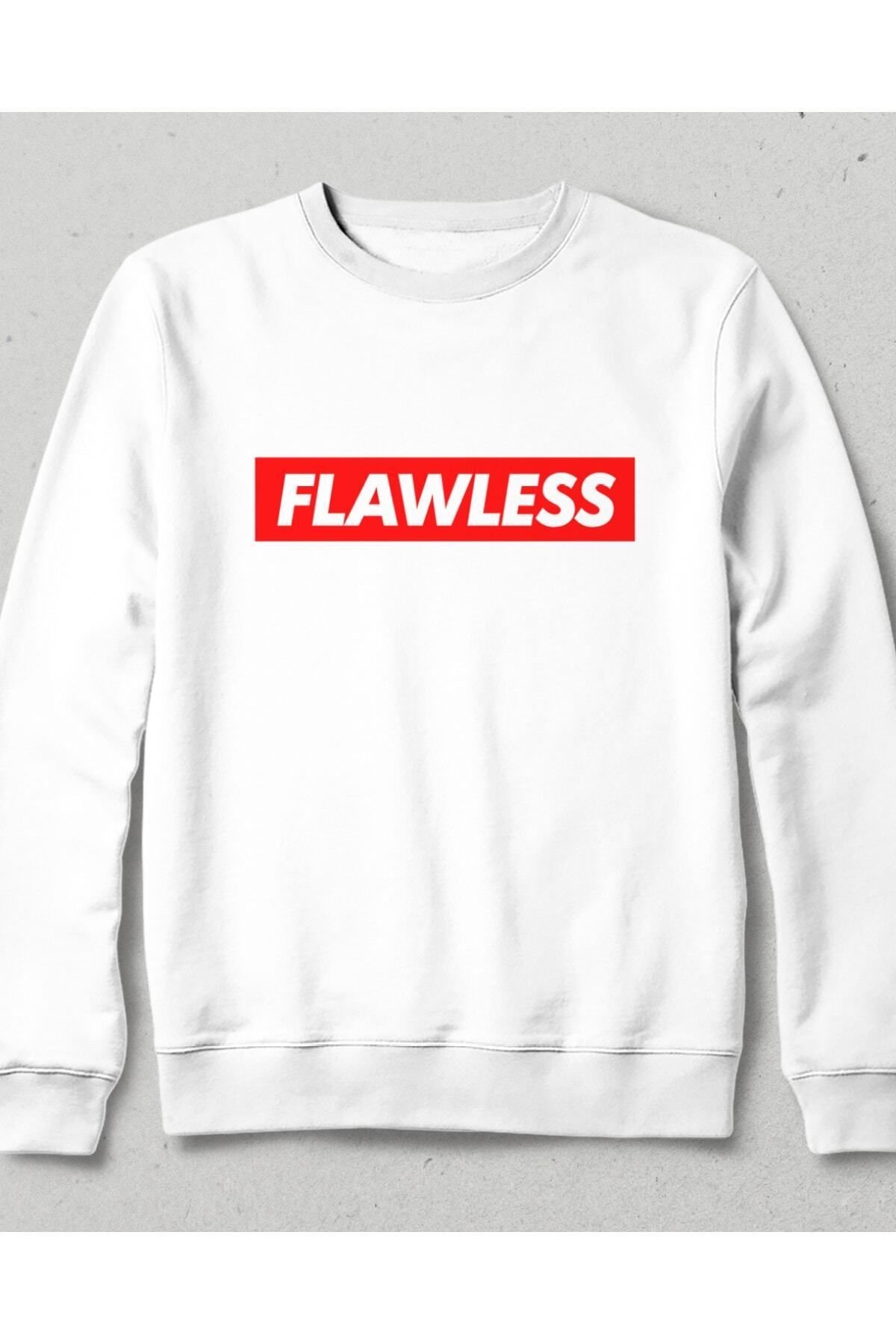 Pisa Art Flawless Unisex Beyaz Cepsiz Kapşonsuz Sweatshirt