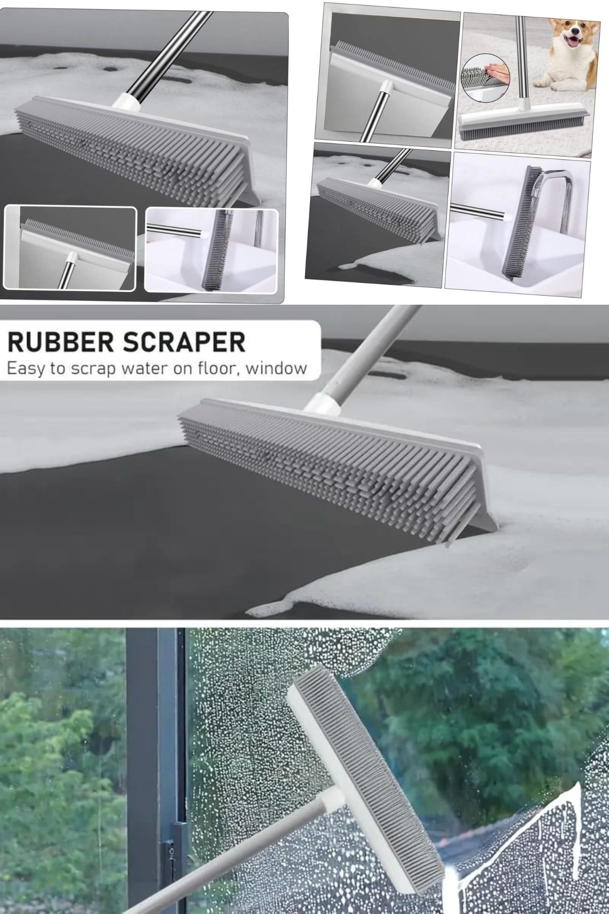 Manosta-Rubber Squeegee Brush. Mop Mop - Extendable Cleaning Brush with Telescopic Handle 6