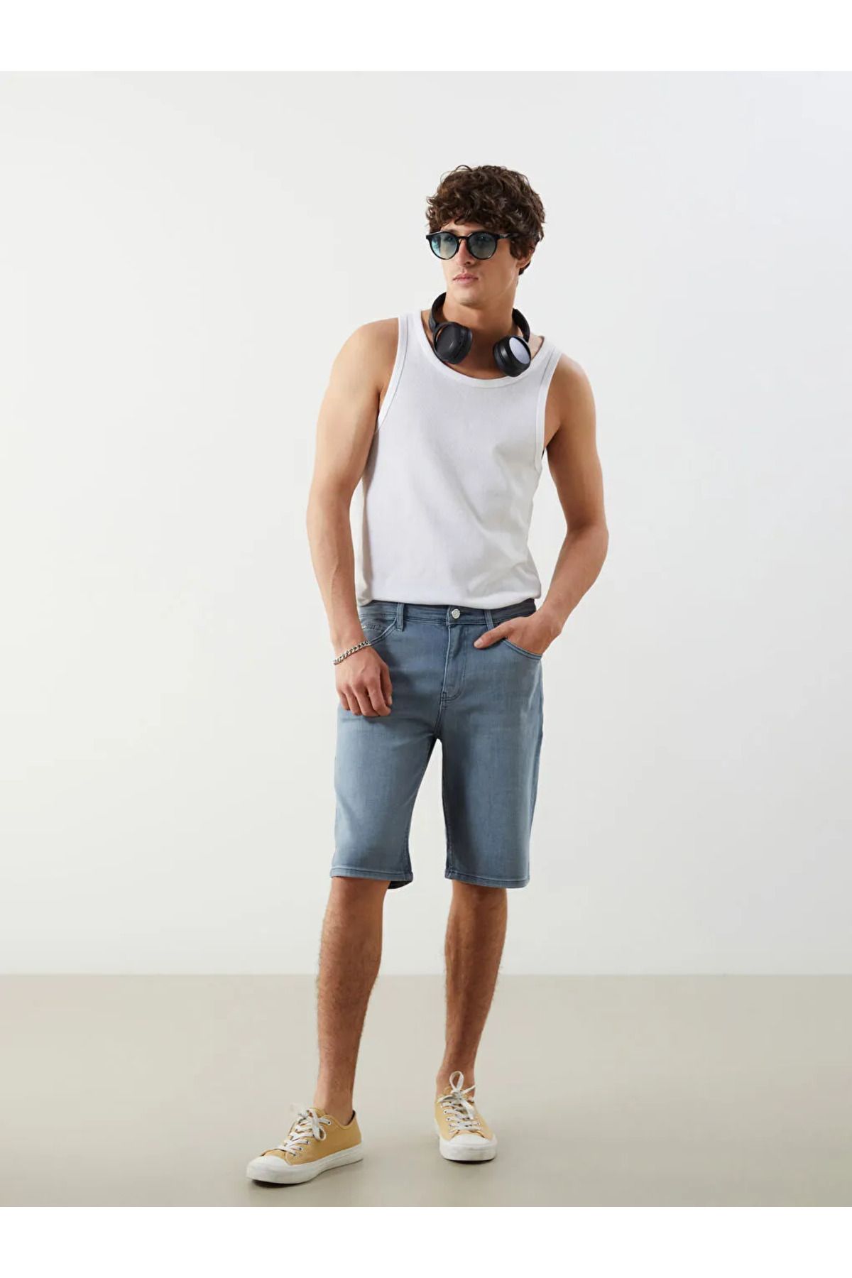 LC Waikiki LCW Jeans Gri Slim Fit Erkek Jean Şort