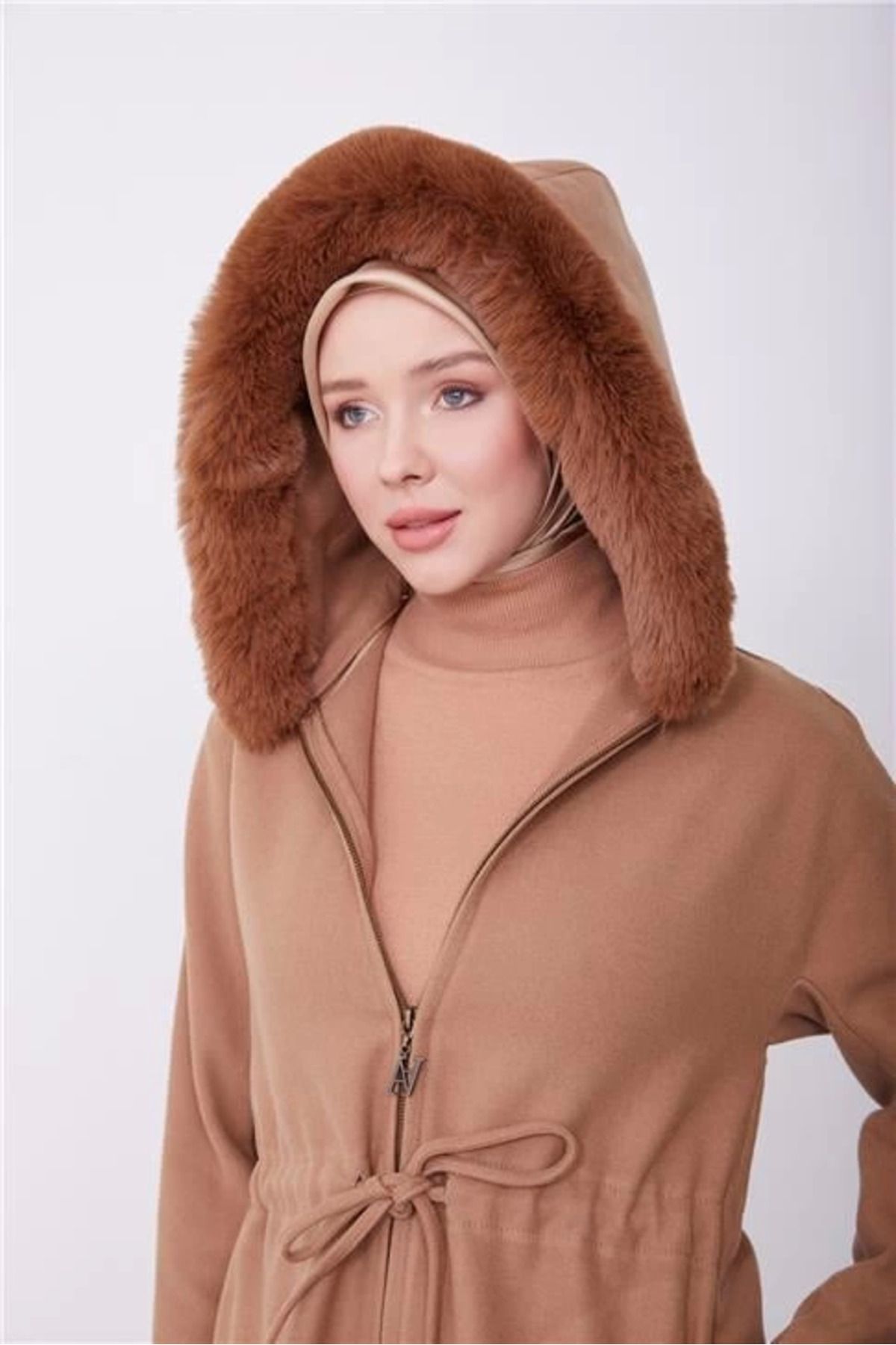 aradimtaradim Armine Seyyar Kürklü Kaban 23K7226 Camel