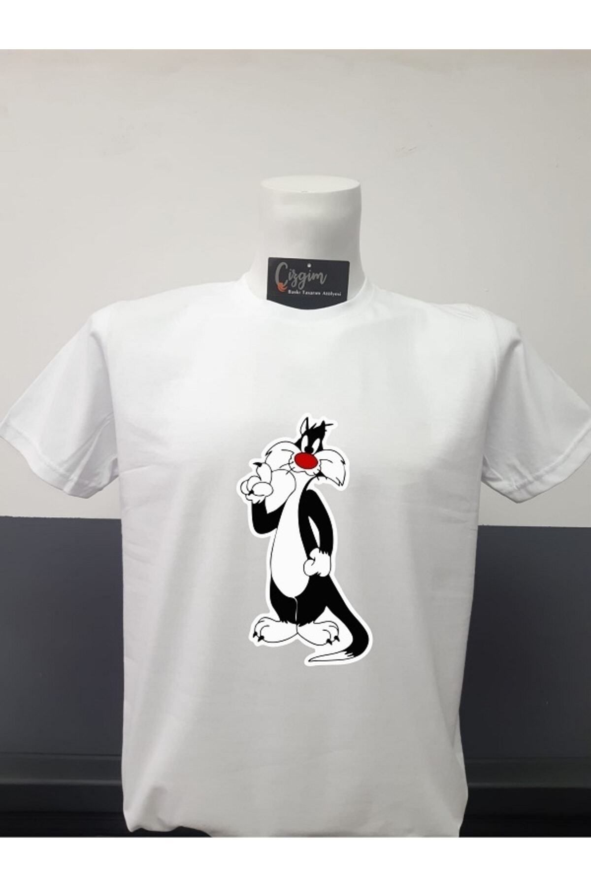 Pisa Art Unisex Sylvester Baskılı Beyaz Tişört