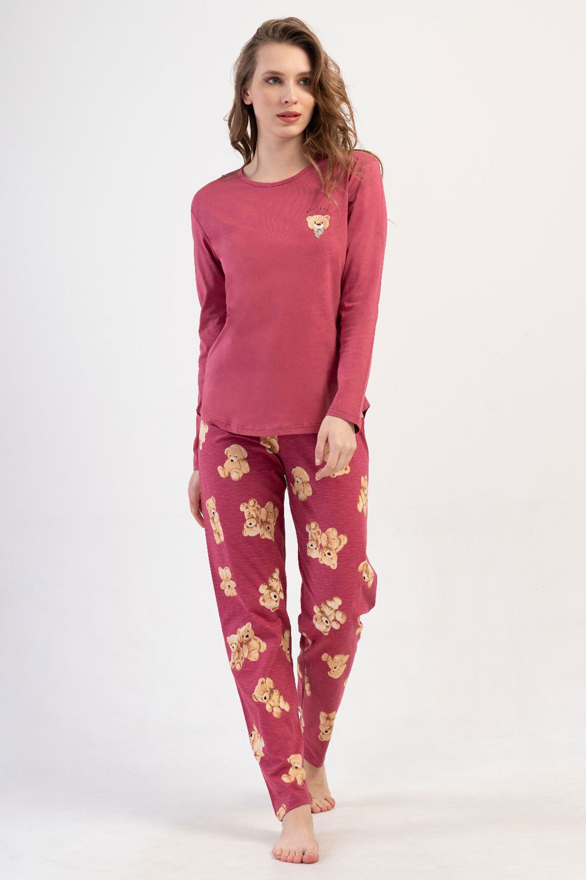 VİENETTA Pamuklu Kadın Uzun Kol Pijama Takım , 410028