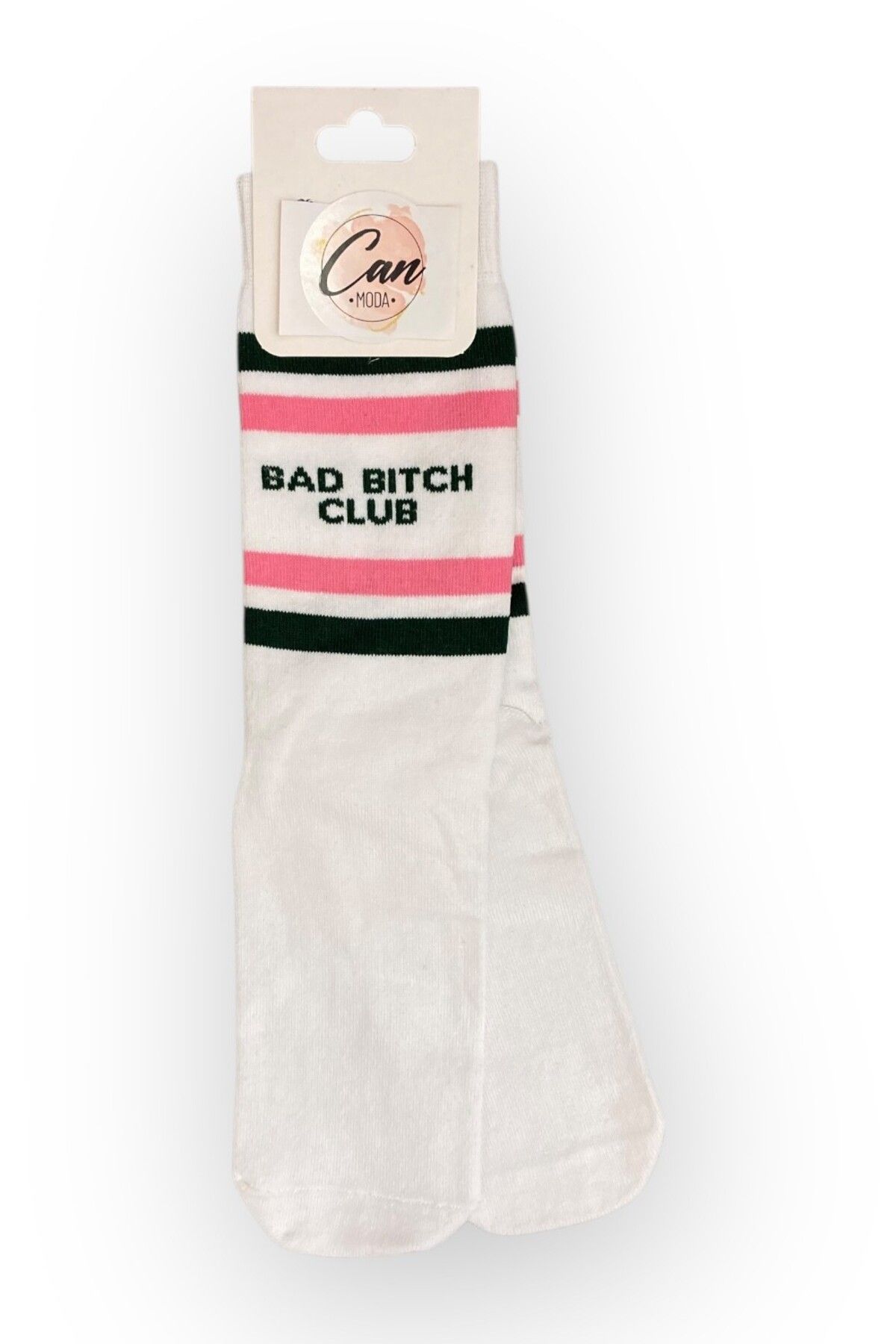 CANMODA Bad Bitch Club – Çizgili Yumuşak Dokulu Çorap