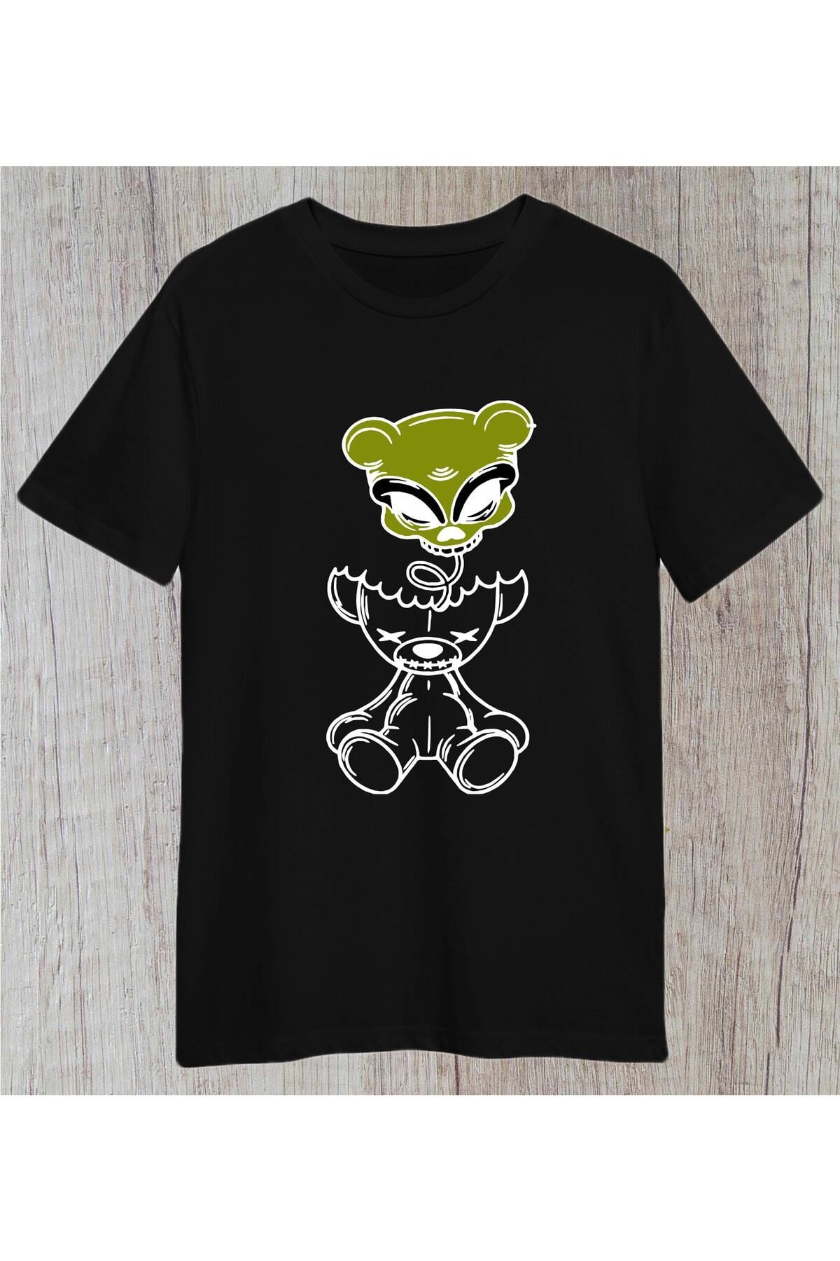 Pisa Art Oyuncak Ayı Kuru Kafa Hayalet Hayvan Hediye Tasarım Sevgili Çizgisel Unisex Regular Tshirt
