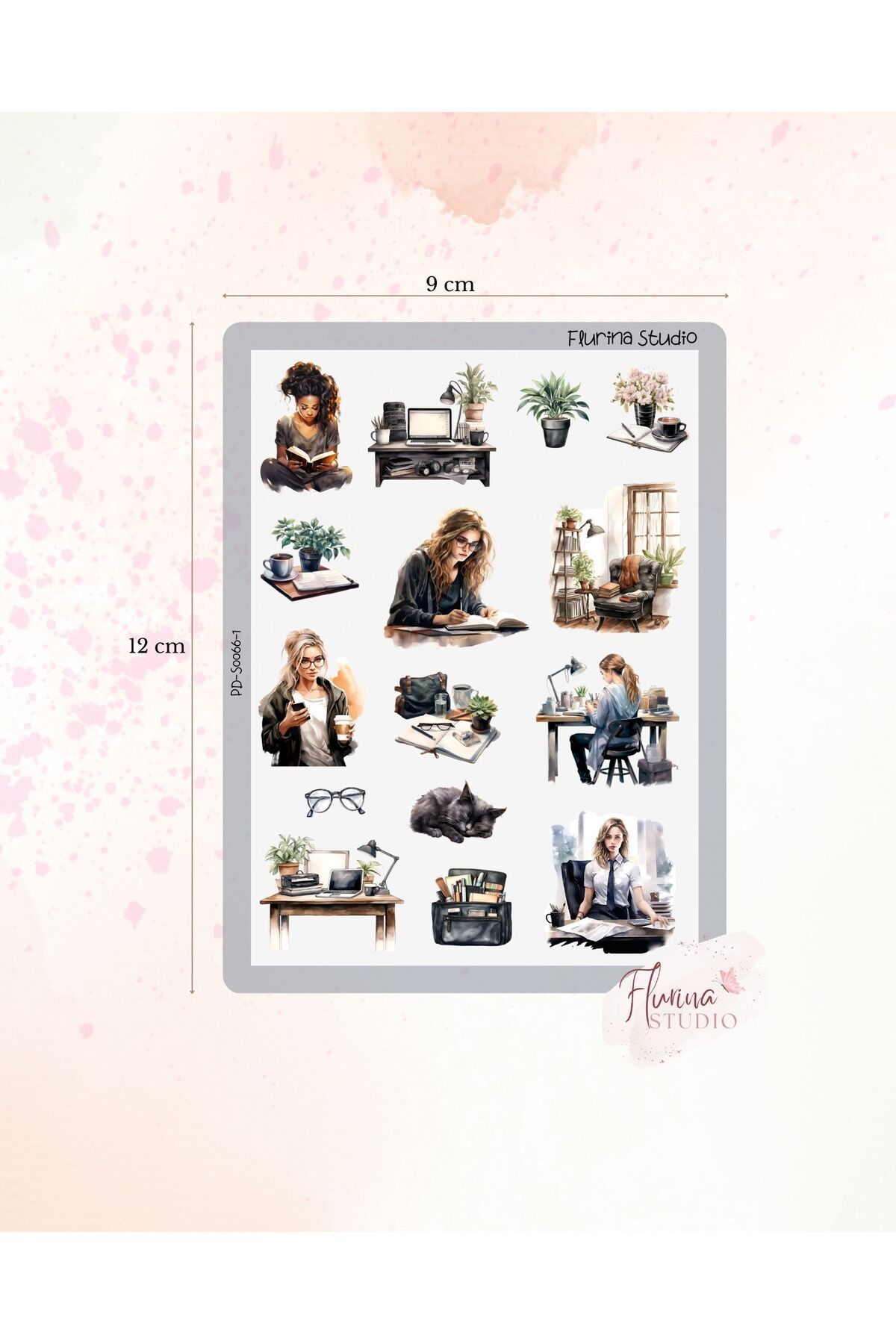 Flurina Studio Black Planning Girl 3 Sayfa Şeffaf Sticker Seti