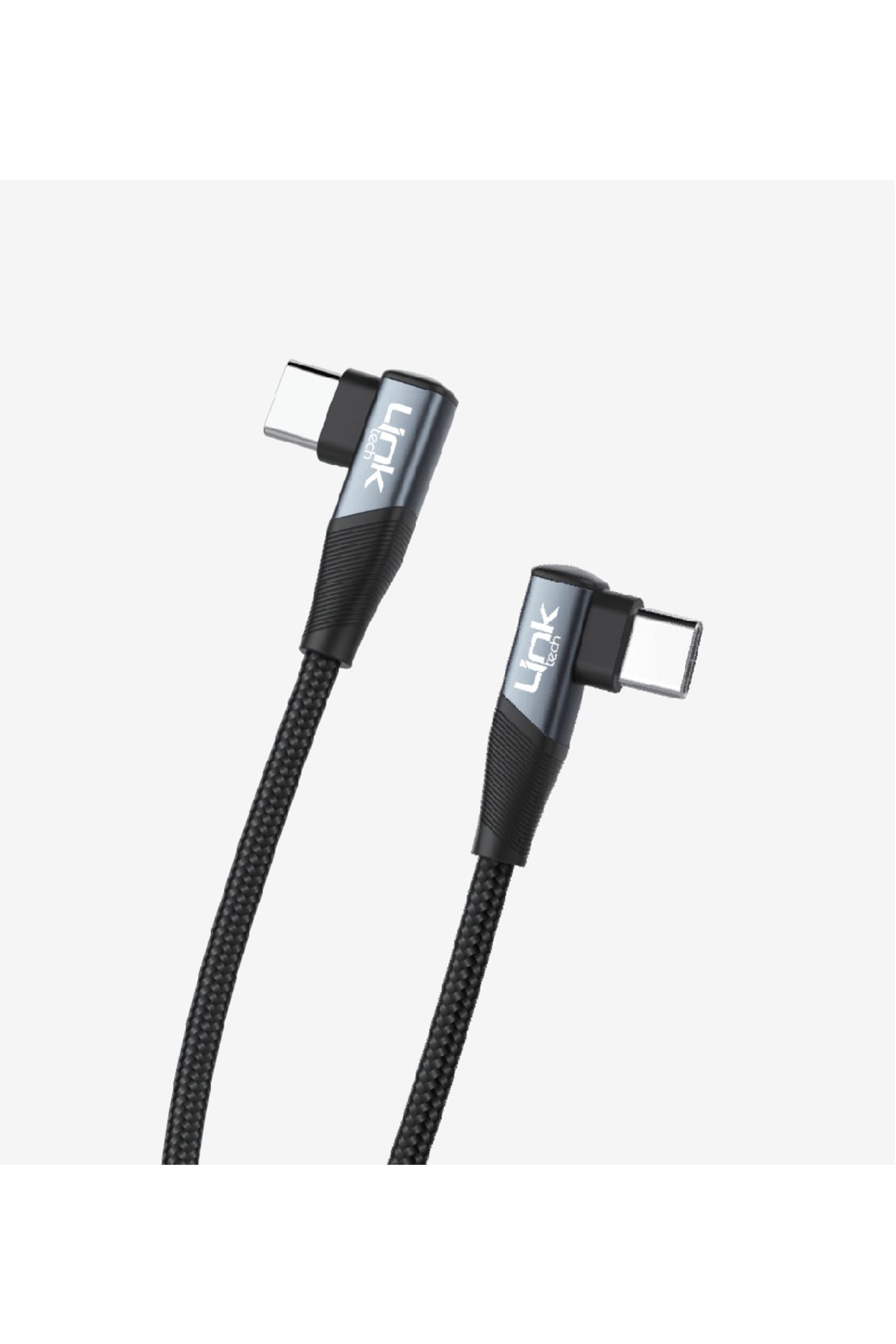 Linktech Link Tech K595 Gaming 90° Derece Metalik Başlıklı 1500mm 3A 60W Örgülü Tip-C Tip-C Şarj Kablosu