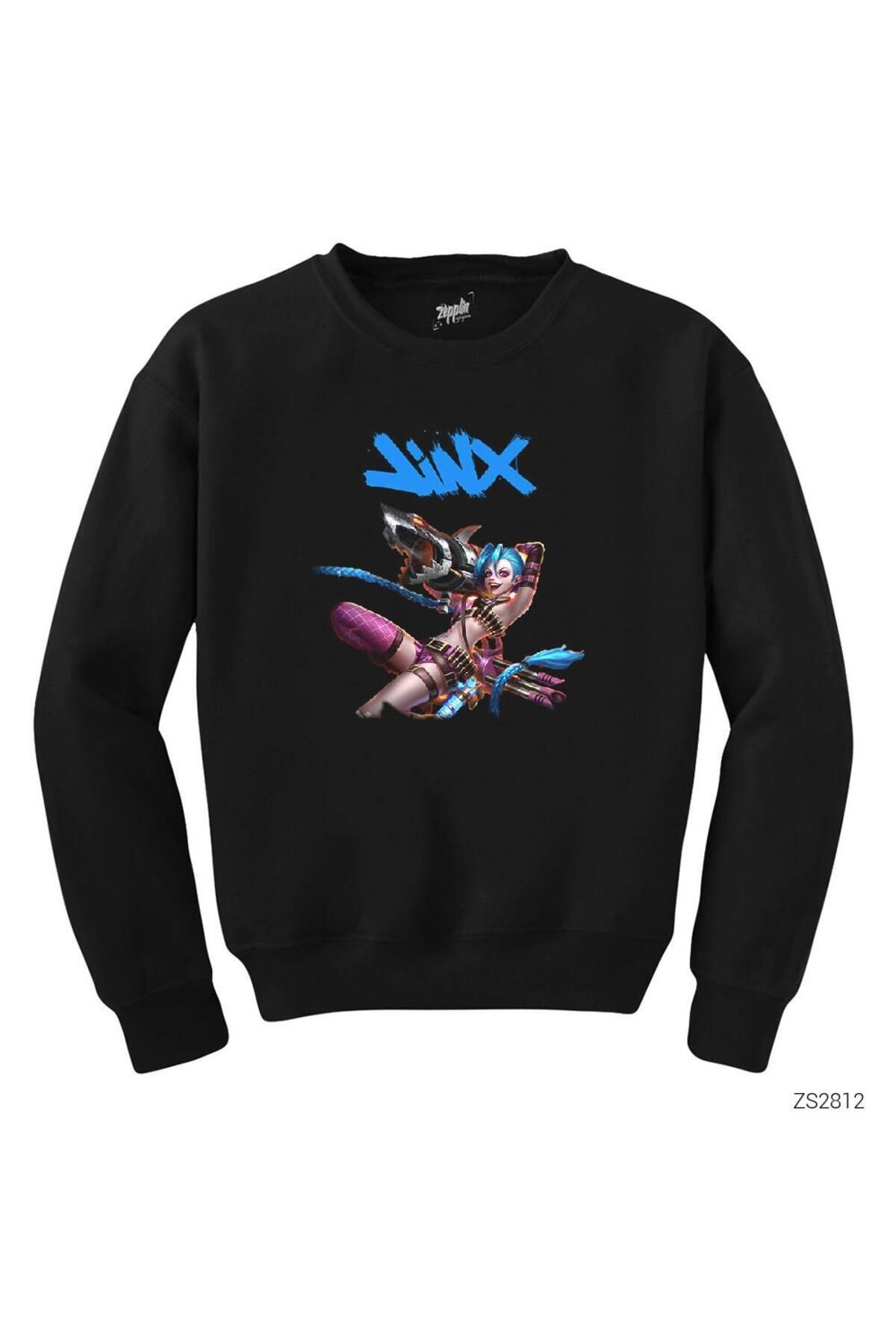 Pisa Art LoL Jinx Combat Siyah Sweatshirt