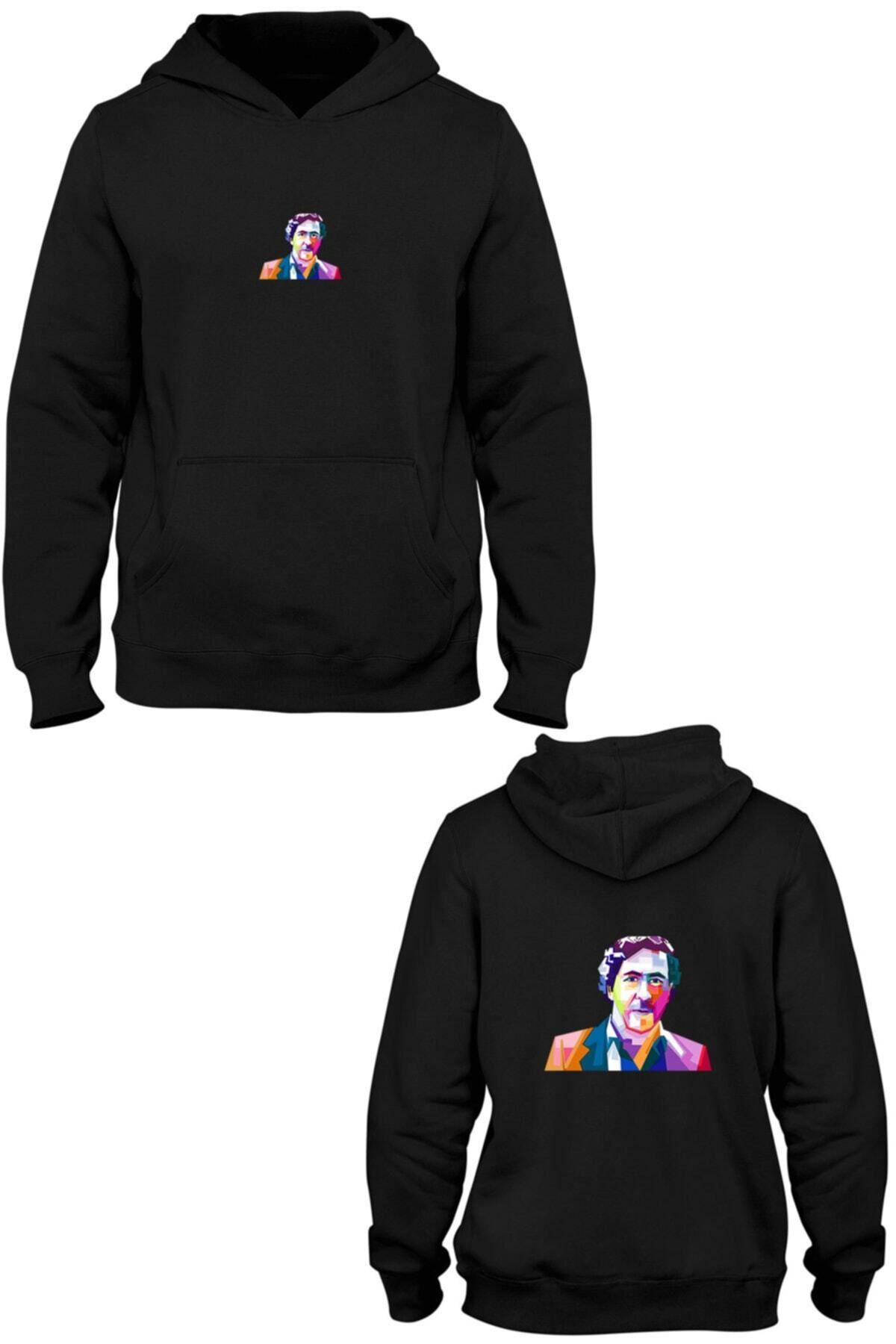 Pisa Art Pablo Escobar Ön Arka Baskılı Kanguru Cepli Kapşonlu Sweatshirt Bll1137