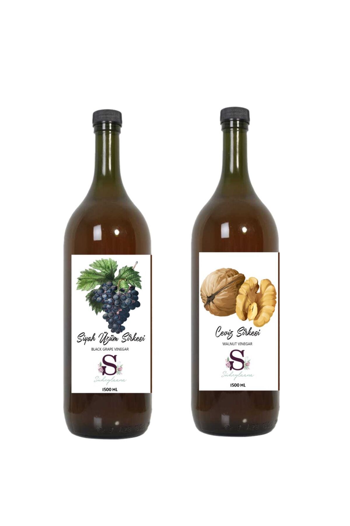 Süheylaana Doğal Siyah Üzüm Sirkesi 1500 Ml - Doğal Ceviz Sirkesi 1500 Ml