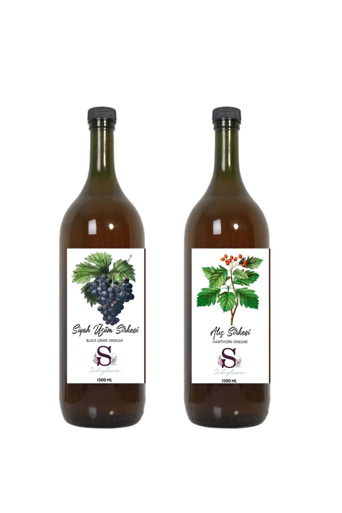 Süheylaana Doğal Siyah Üzüm Sirkesi 1500 Ml - Doğal Alıç Sirkesi 1500 Ml