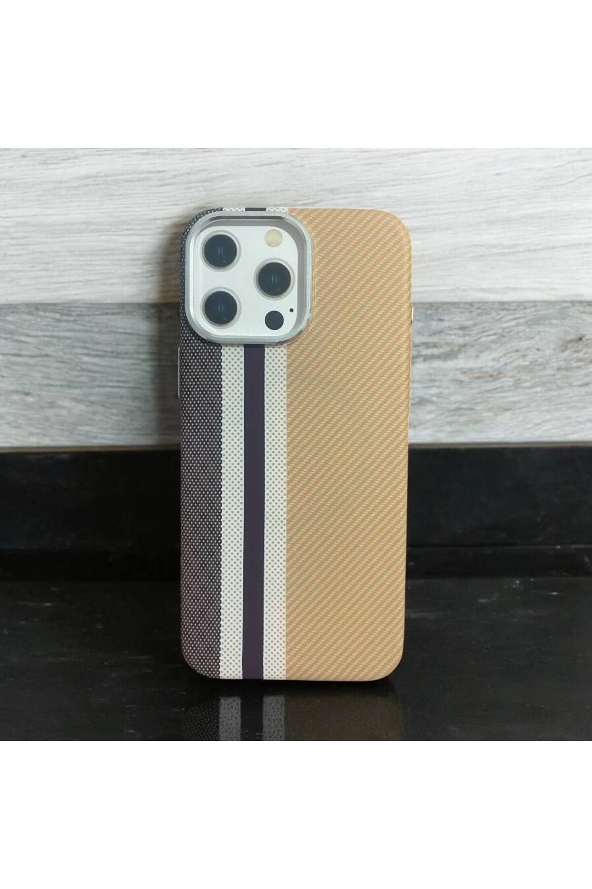 Bruntoo BR Apple İphone 14 Pro Max Uyumlu Lux Carbon Fiber Magsafe Metal Kılıf Ultra Hafif İnce Manyetik Kapak.