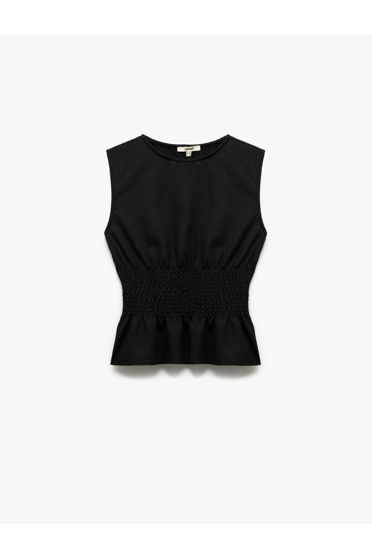 Koton Yeni Sezon Slim Fit Bürümcük Kumaş Gipeli Kayık Yaka Kolsuz Bluz