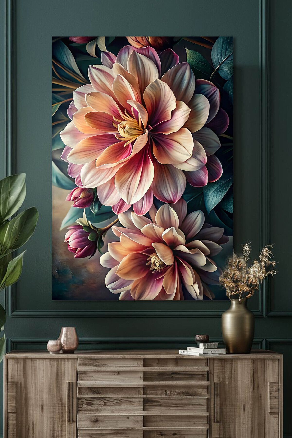 KanvasSepeti 3 Boyutlu Çiçek Kanvas Tablo - 3D Canvas Tablo - Çiçekli Tablo - Mutfak Tablosu - Salon Tablo