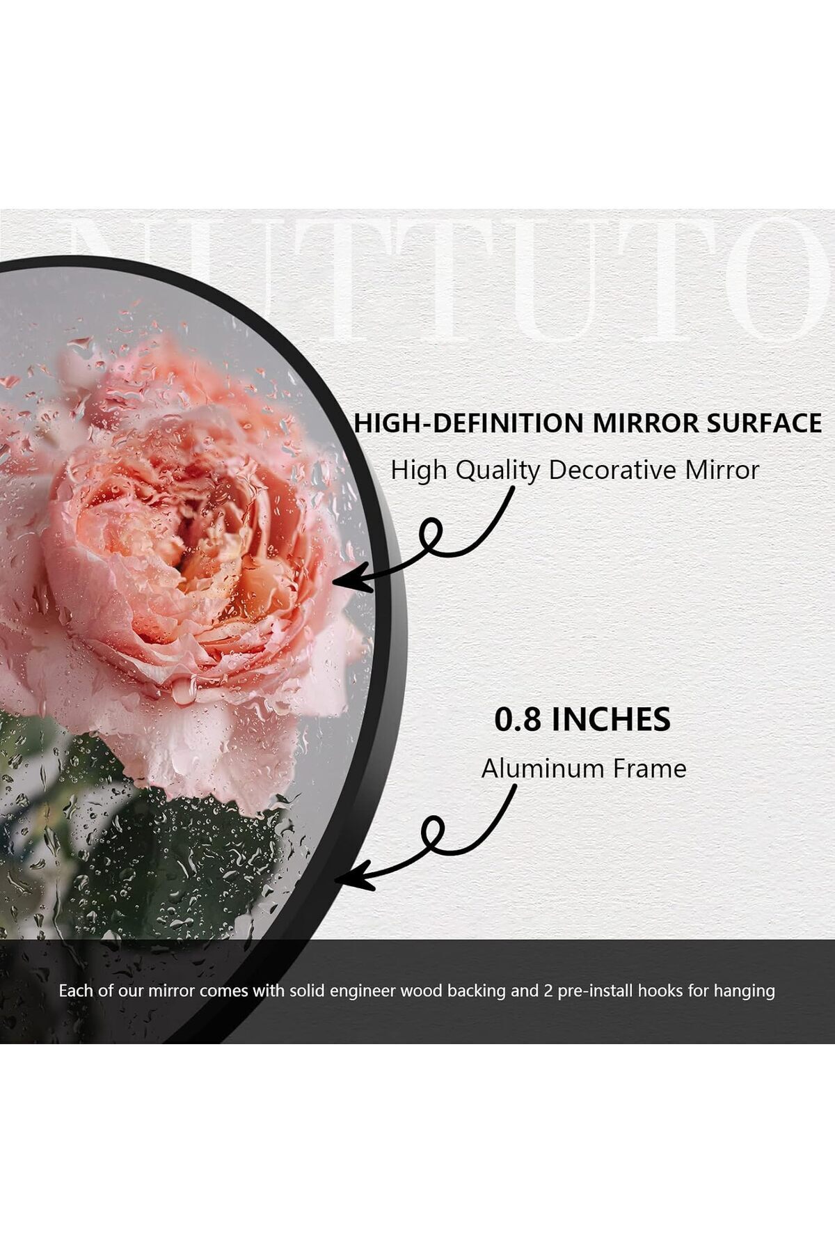 مرآة دائرية سوداء باطار معدني مقاس 50 × 50 سم مرايا جدارية لغرفة المعيشة، غرفة النوم، الحمام