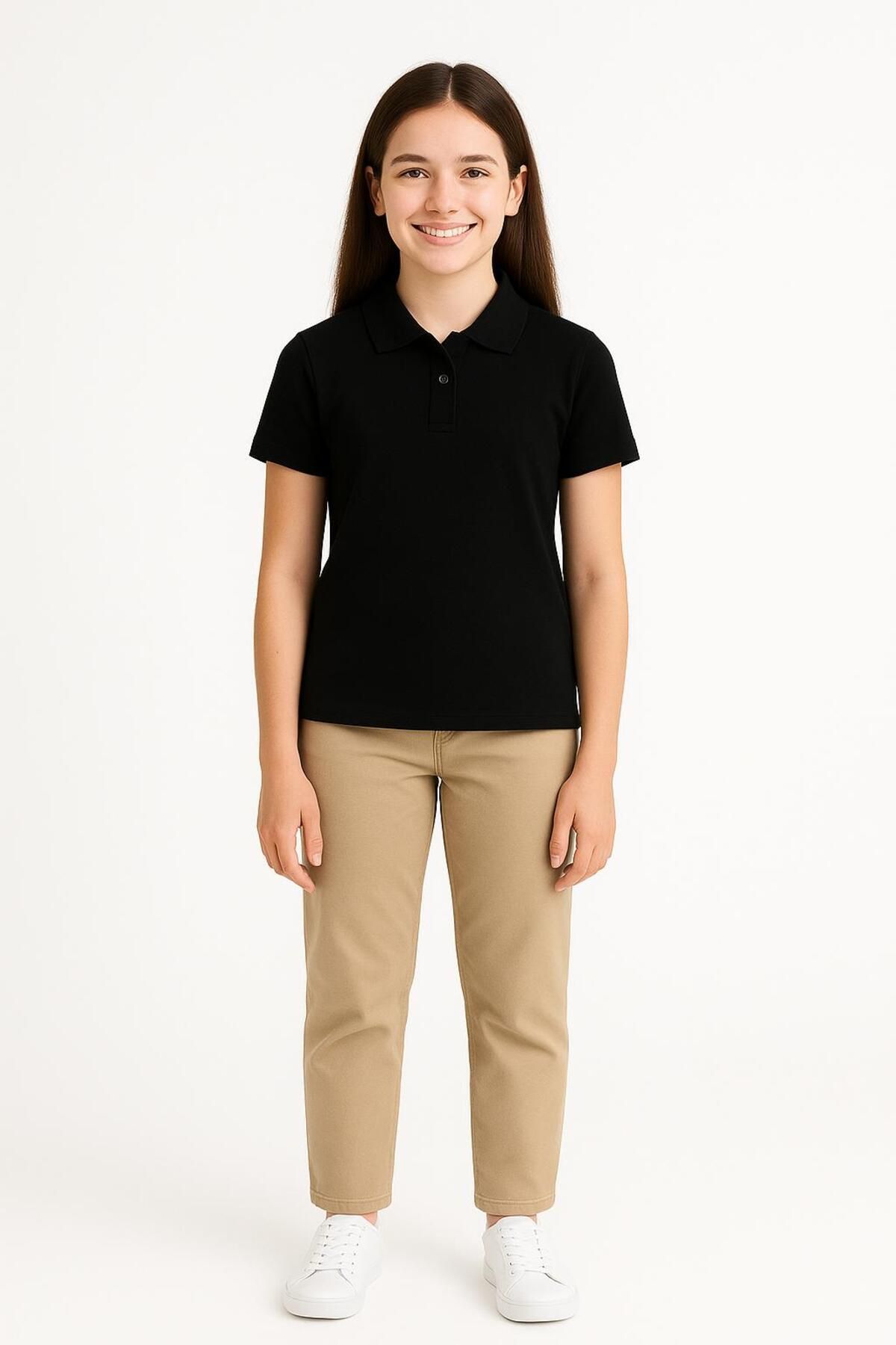 Trend Bebe Butik Kadın Polo Yaka Tişört Şık, Basic, Pamuklu Kısa Kollu Yazlık T-Shirt Nefes Alan Kumaş, Günlük & Şık
