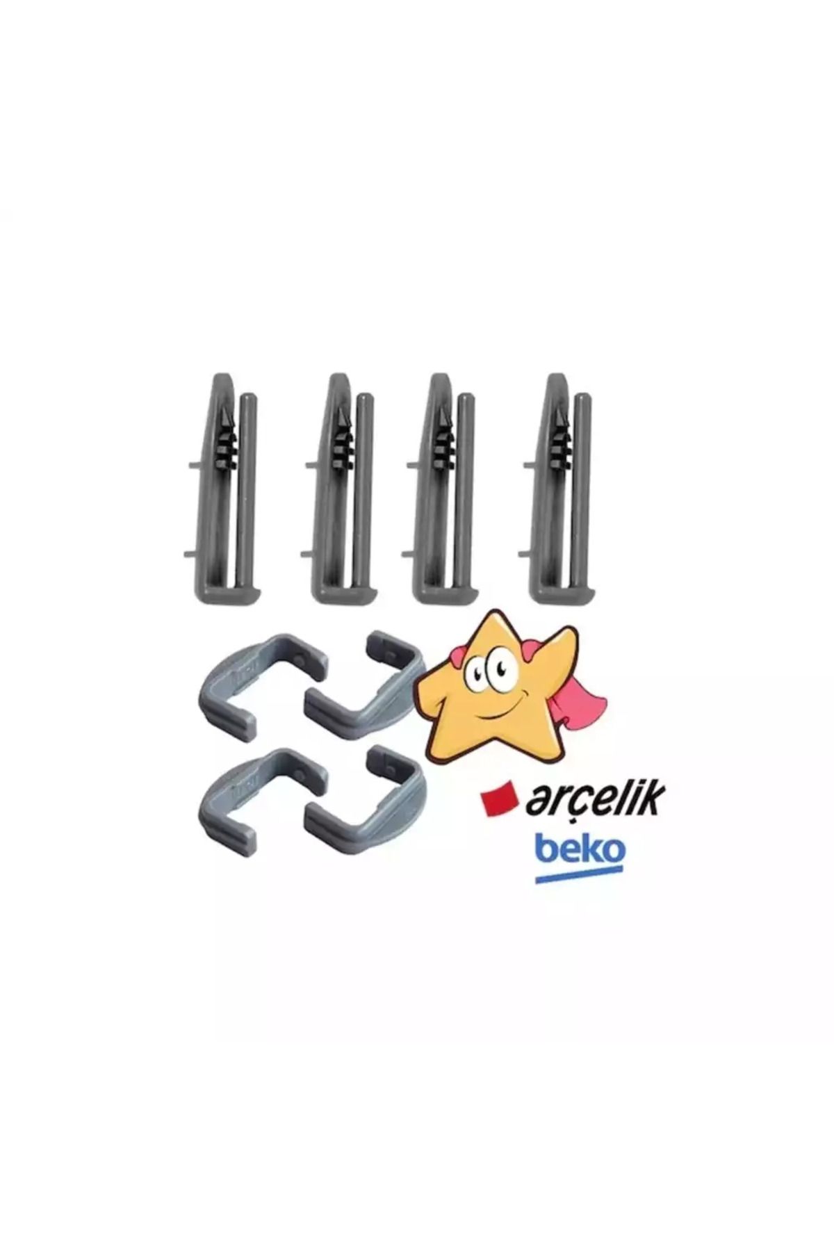 servisevinde Arçelik ARY6030E Uyumlu Ön-Arka Ray Tutucu / Kapağı 8 Adet