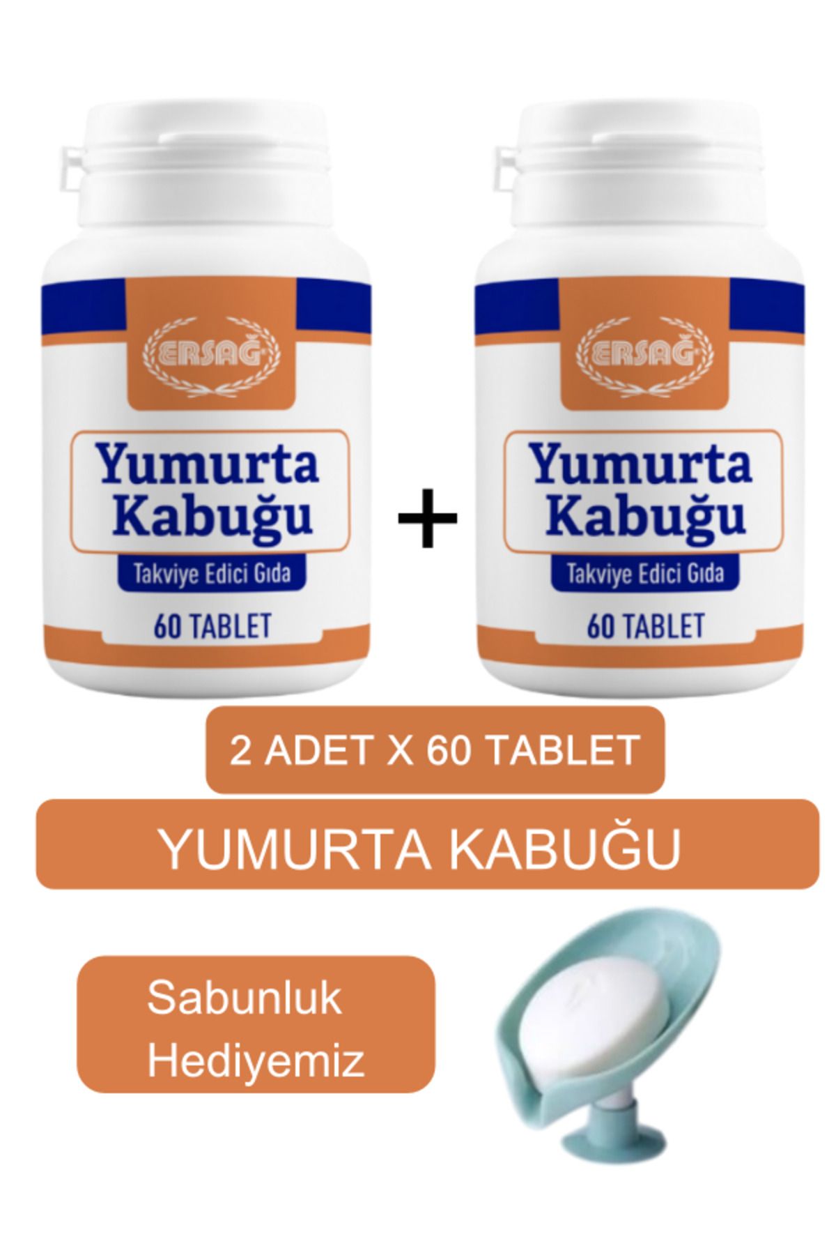 Ersağ Yumurta Kabuğu Takviye Edici Gıda 2 Kutu - Sabunluk Hediyemiz 2068-7