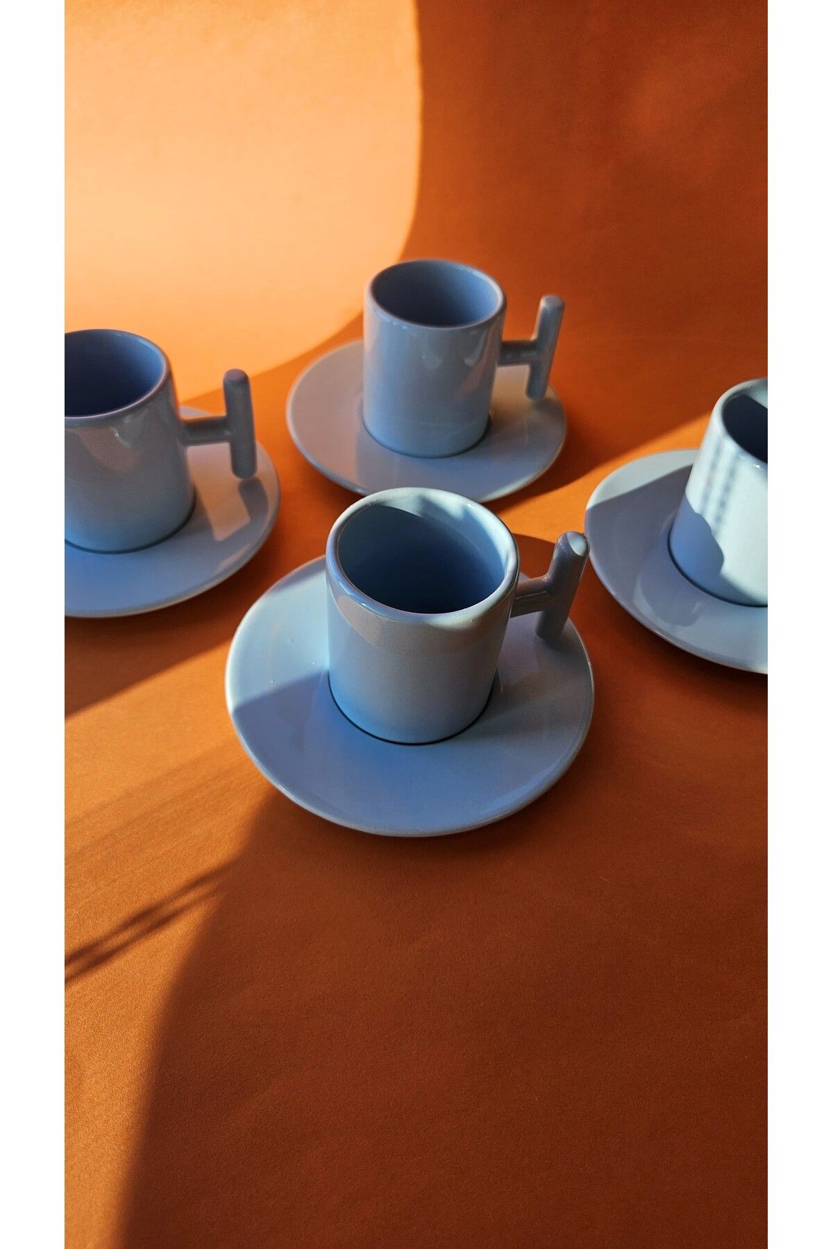 Vess Ceramic Modern Kulplu Mavi Fincan Takımı 4'lü