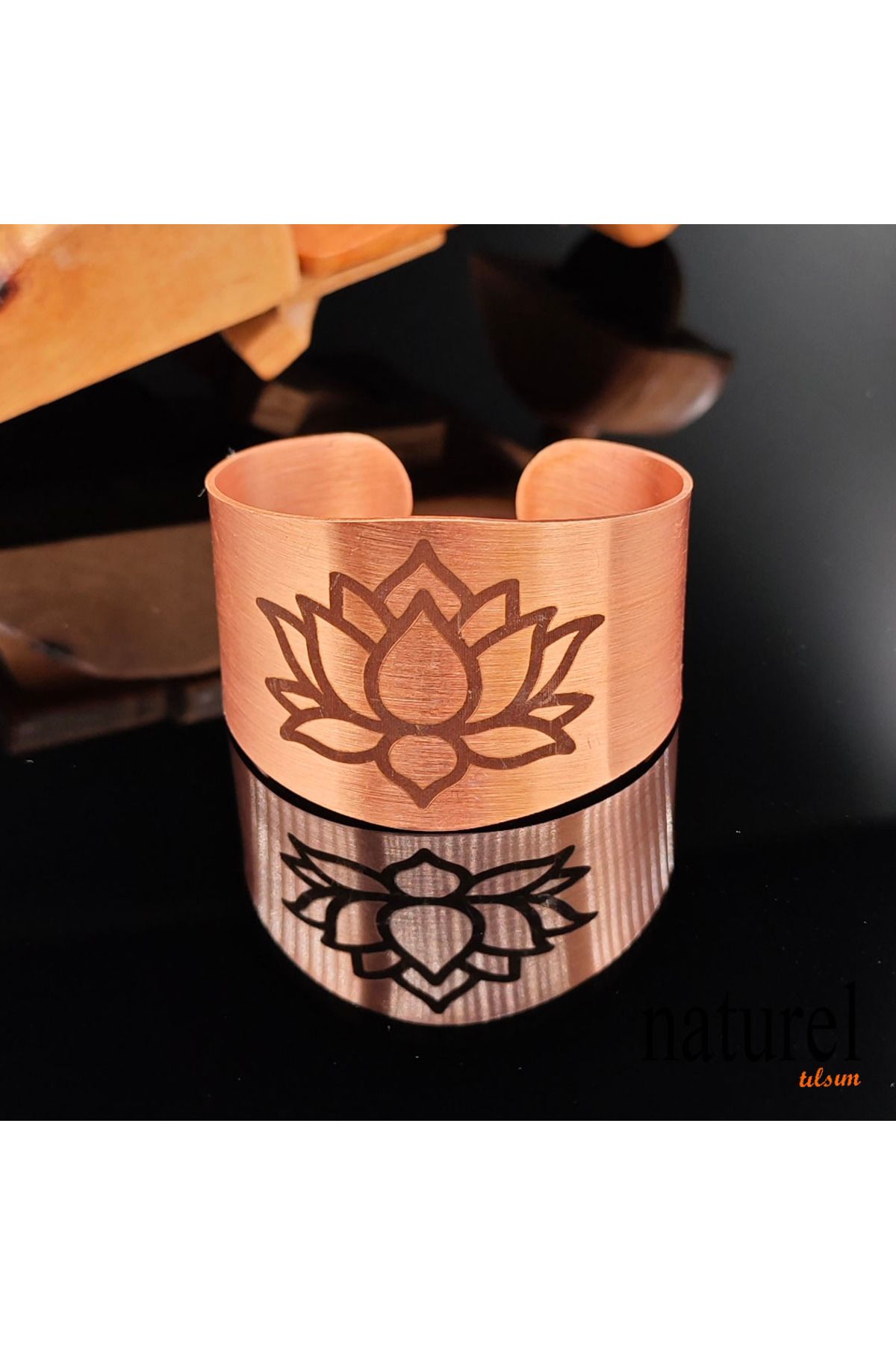 Naturel Tılsım Lotus Fiğürlü Bakır Bileklik