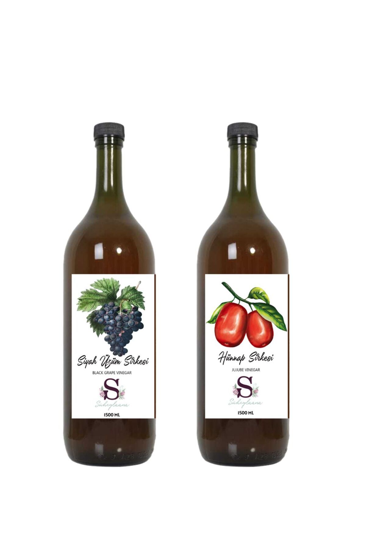 Süheylaana Doğal Siyah Üzüm Sirkesi 1500 Ml - Doğal Hünnap Sirkesi 1500 Ml