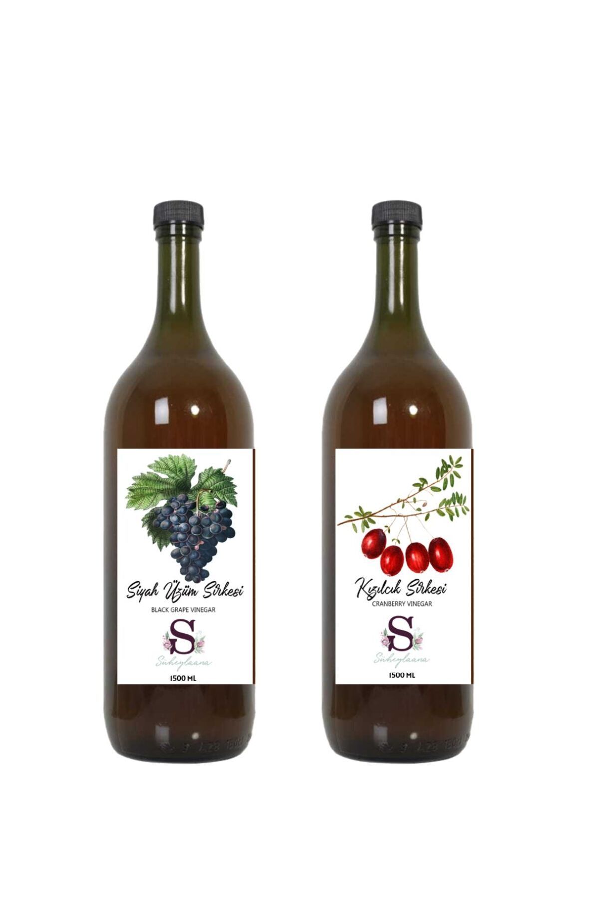 Süheylaana Doğal Siyah Üzüm Sirkesi 1500 Ml - Doğal Kızılcık Sirkesi 1500 Ml
