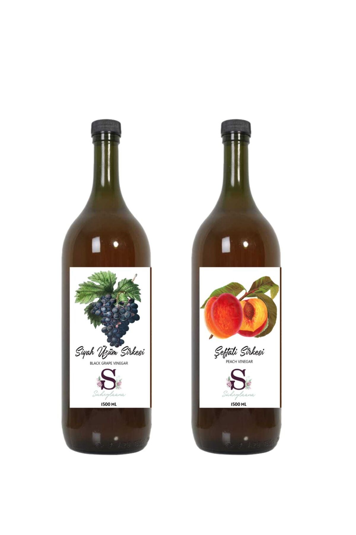 Süheylaana Doğal Siyah Üzüm Sirkesi 1500 Ml - Doğal Şeftali Sirkesi 1500 Ml
