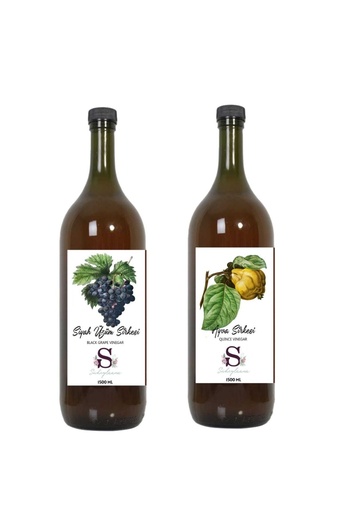 Süheylaana Doğal Siyah Üzüm Sirkesi 1500 Ml - Doğal Ayva Sirkesi 1500 Ml