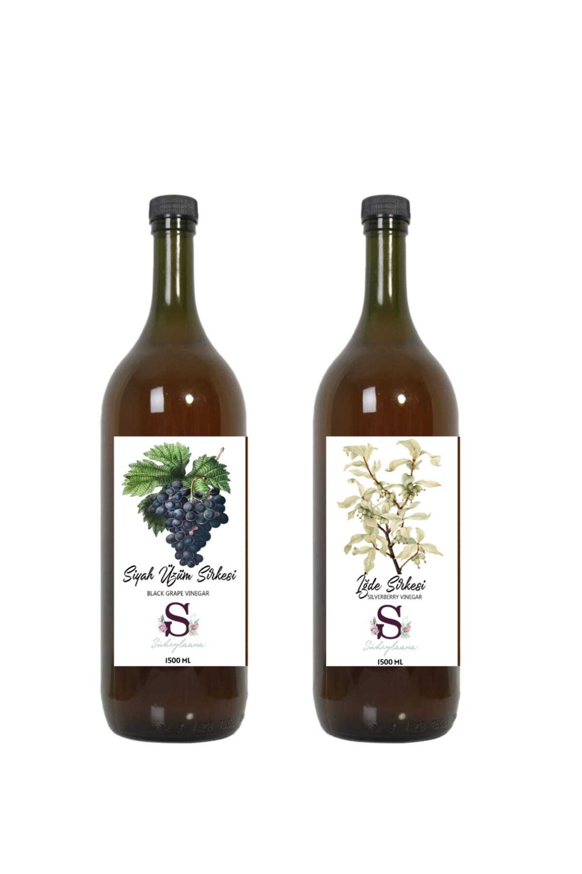 Süheylaana Doğal Siyah Üzüm Sirkesi 1500 Ml - Doğal İğde Sirkesi 1500 Ml