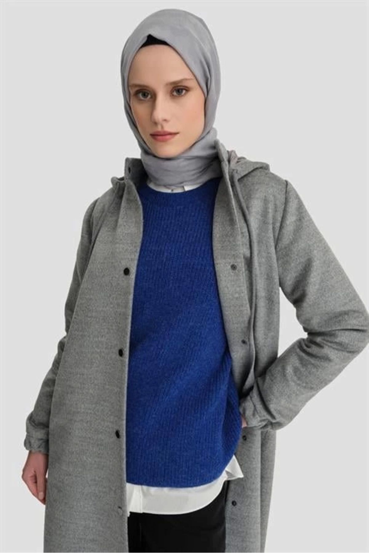 aradimtaradim Armine Kapüşonlu Manto 24KH8111 Gri