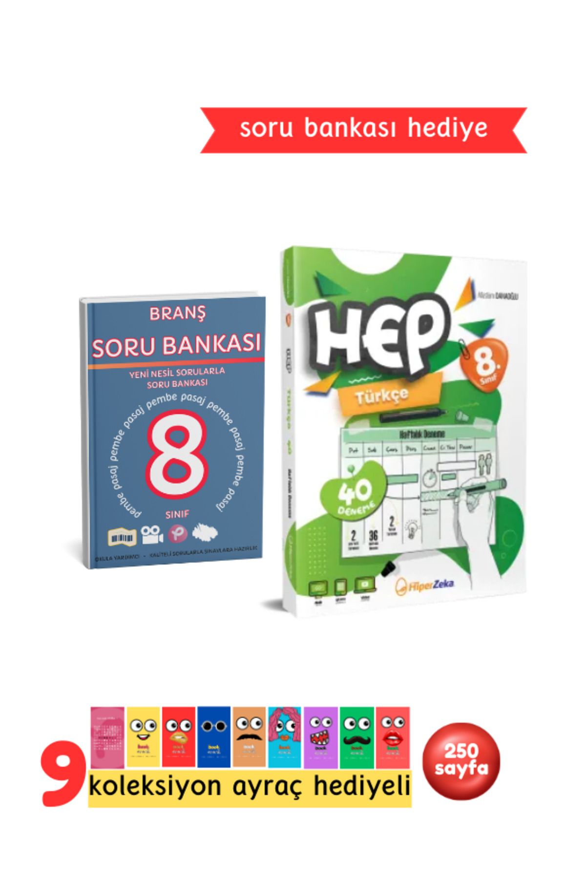 Pembe Yayınevi Hiper Zeka Yayınları 8. Sınıf Haftalık HEP Türkçe 40 Deneme