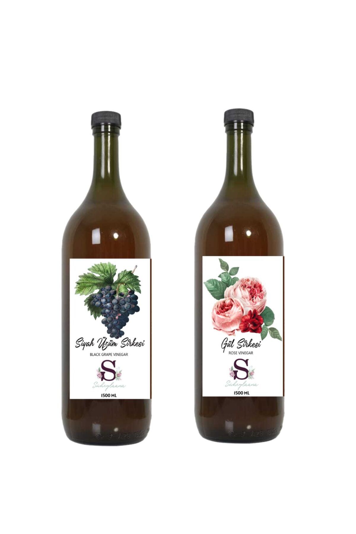 Süheylaana Doğal Siyah Üzüm Sirkesi 1500 Ml - Doğal Gül Sirkesi 1500 Ml