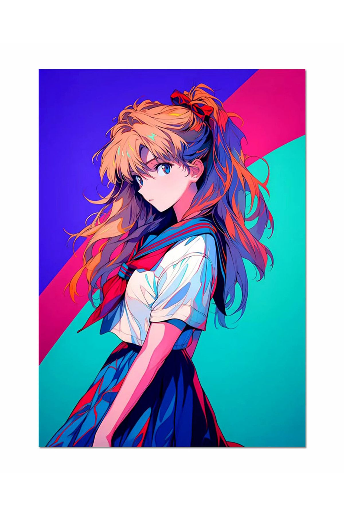 Ayabak Metal Poster Anime Neon Genesis Evangelion Asuka - Dekoratif Metal Poster - Hediyelik Metal Poster