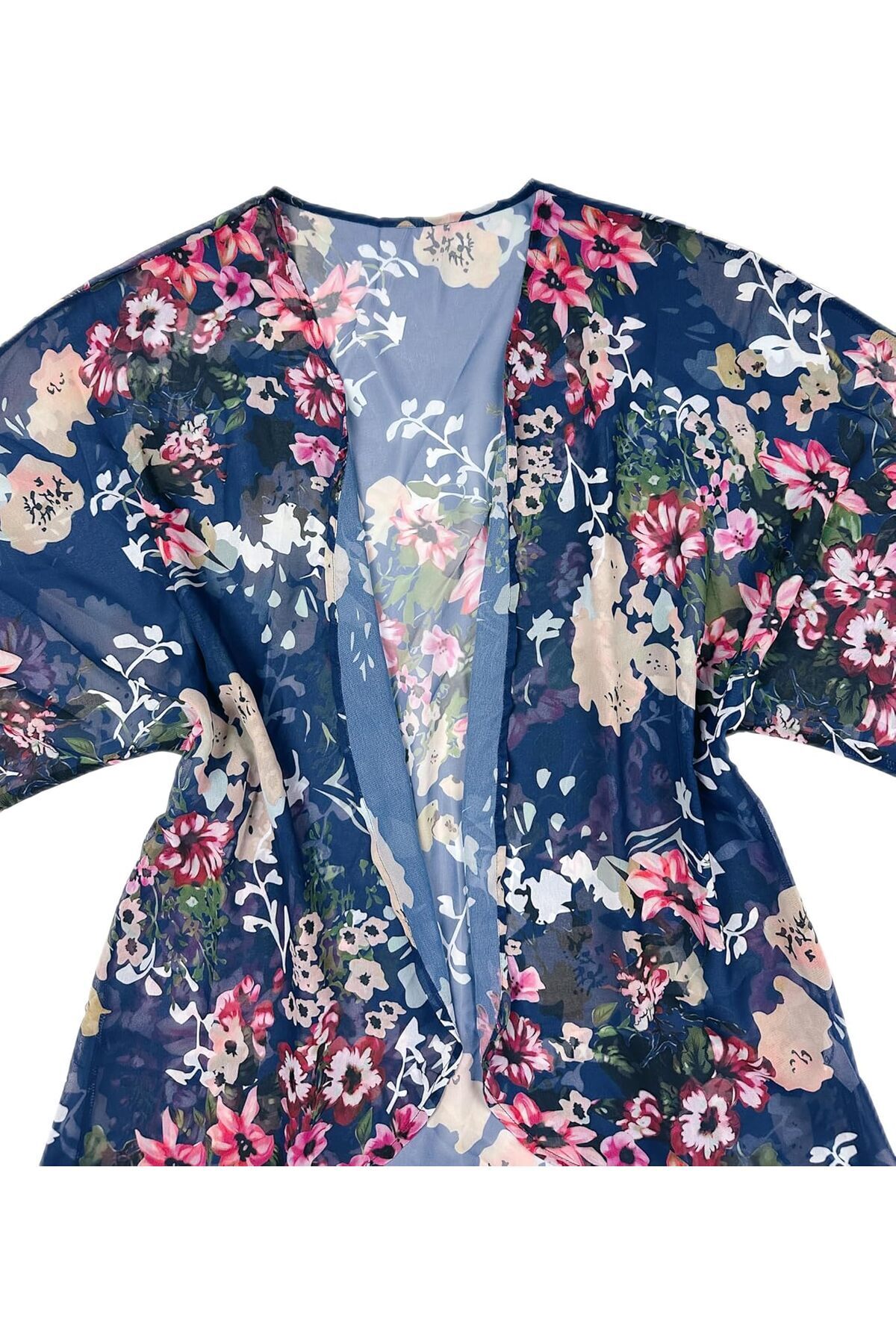 كارديجان كيمونو صيفي طويل فضفاض للنساء بتصميم شيفون بوهو مزهر من بونكا