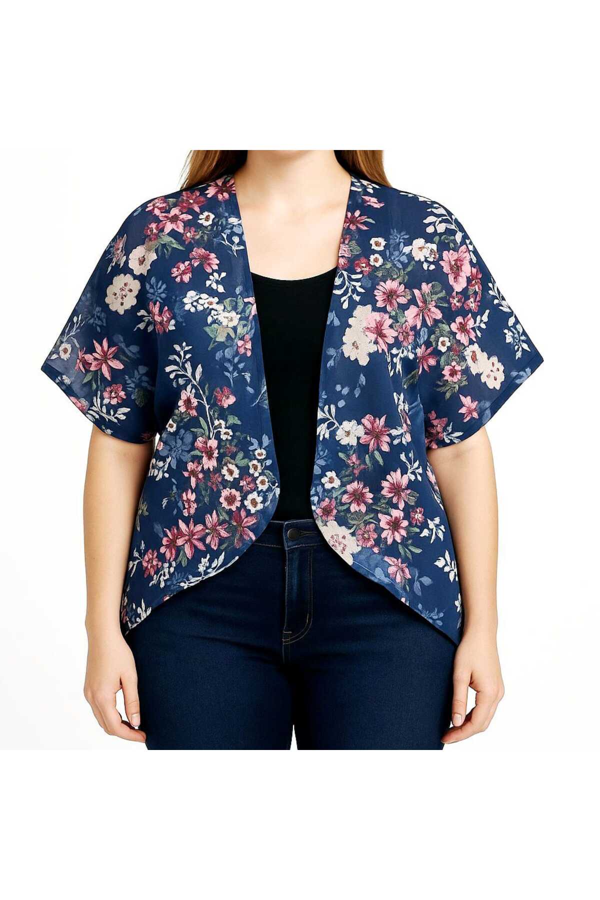 كارديجان كيمونو صيفي طويل فضفاض للنساء بتصميم شيفون بوهو مزهر من بونكا