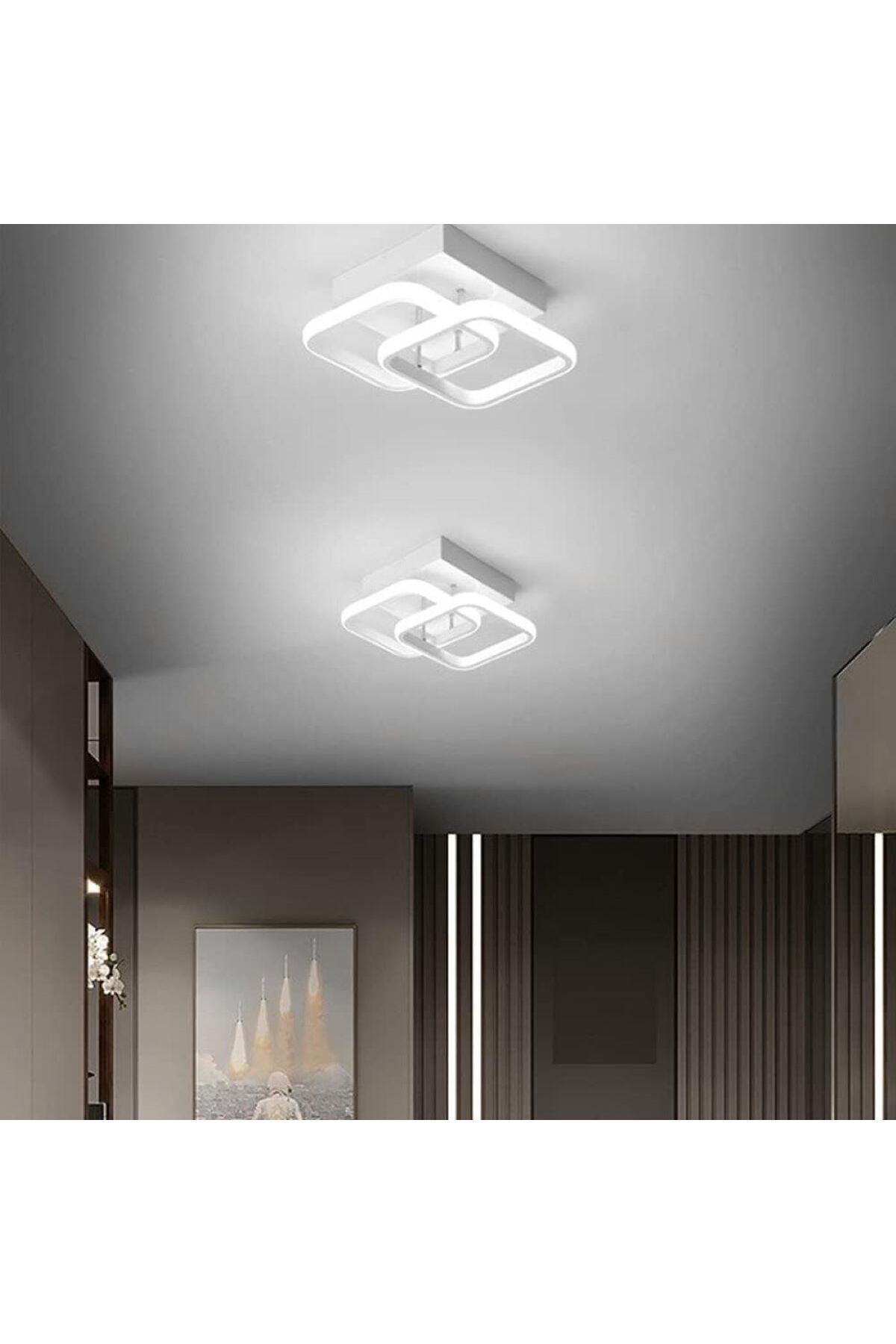 GEN AYDINLATMA Kare Hol,antre,yatak Odası,çocuk Odası Için Modern Led Avize Beyaz Kasa Beyaz Işık 1 adet