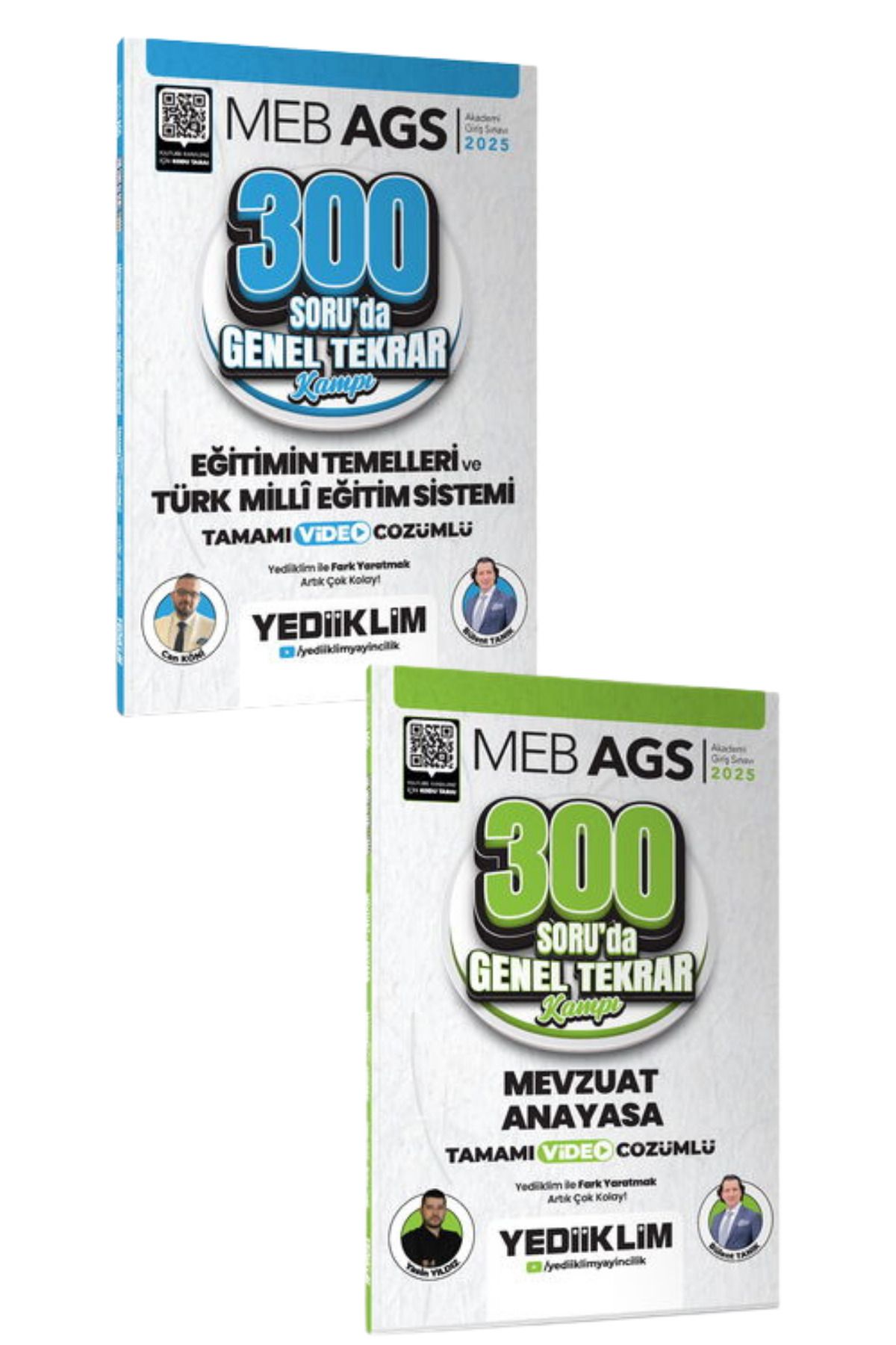 Yediiklim Yayınları 2025 MEB-AGS Eğitimin Temelleri ve Türk Milli Eğitim Sistemi+Mevzuat Anayasa 300 Soruda-2 KİTAP-SET
