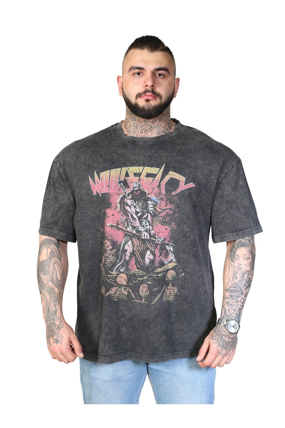 Muu Legacy HELL SKULL Oversize T-Shirt %100 Pamuk Dijital Baskılı