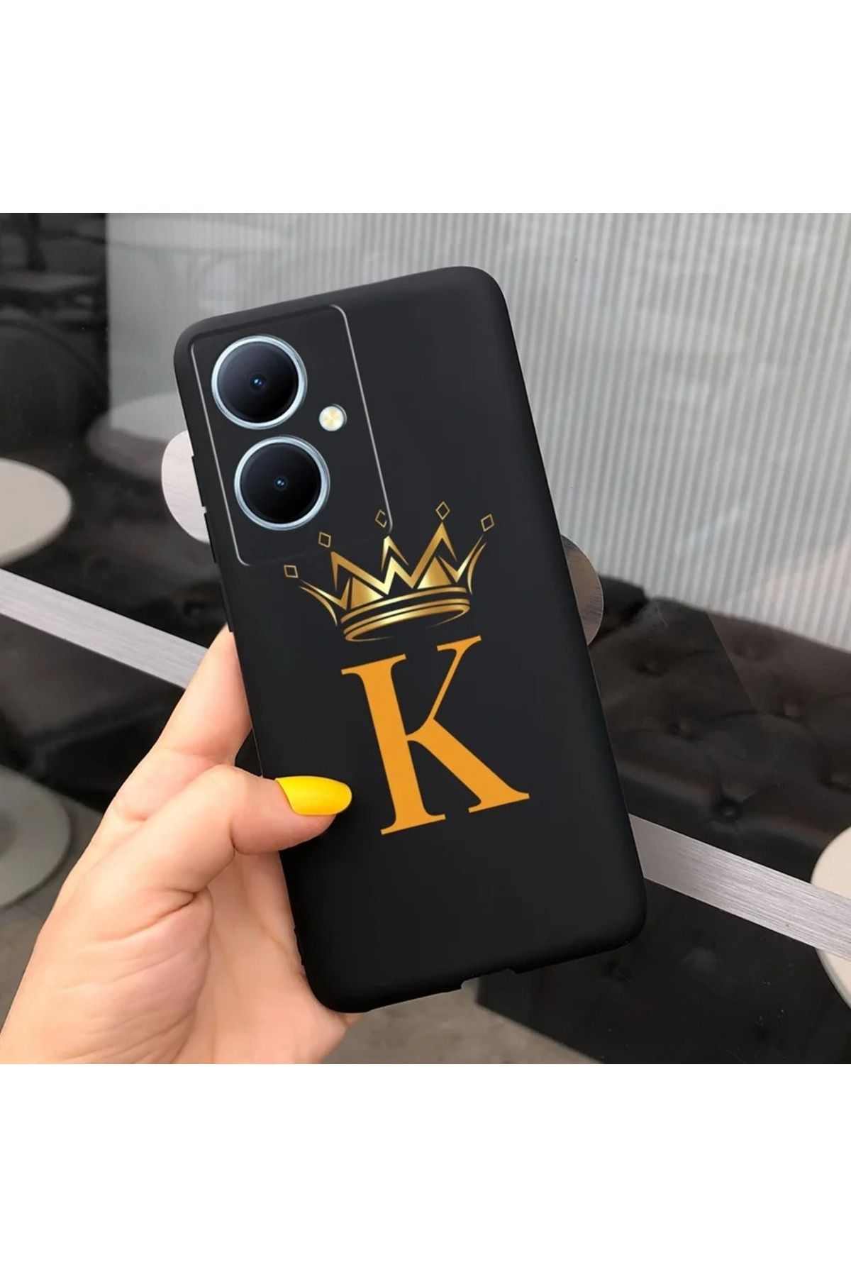 Rotaks Vivo V29 Lite 5g Uyumlu Harfli Taç Baskılı Kişiye Özel Silikon Telefon Kılıfı - K